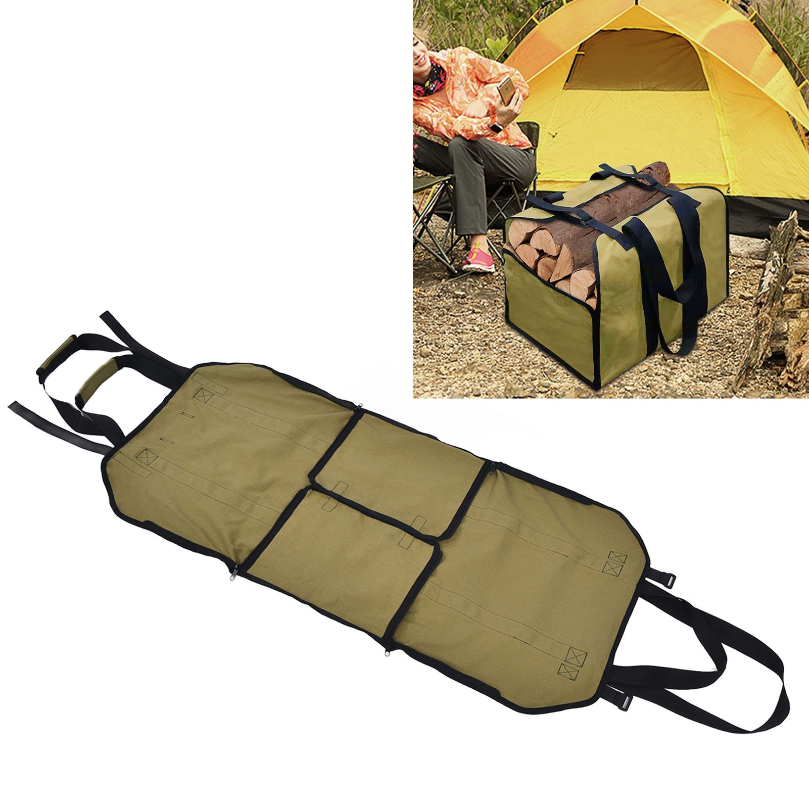 Large Capacity Firewood Storage Bag Basket Oxford Cloth Outdoor Camping Wood view 11