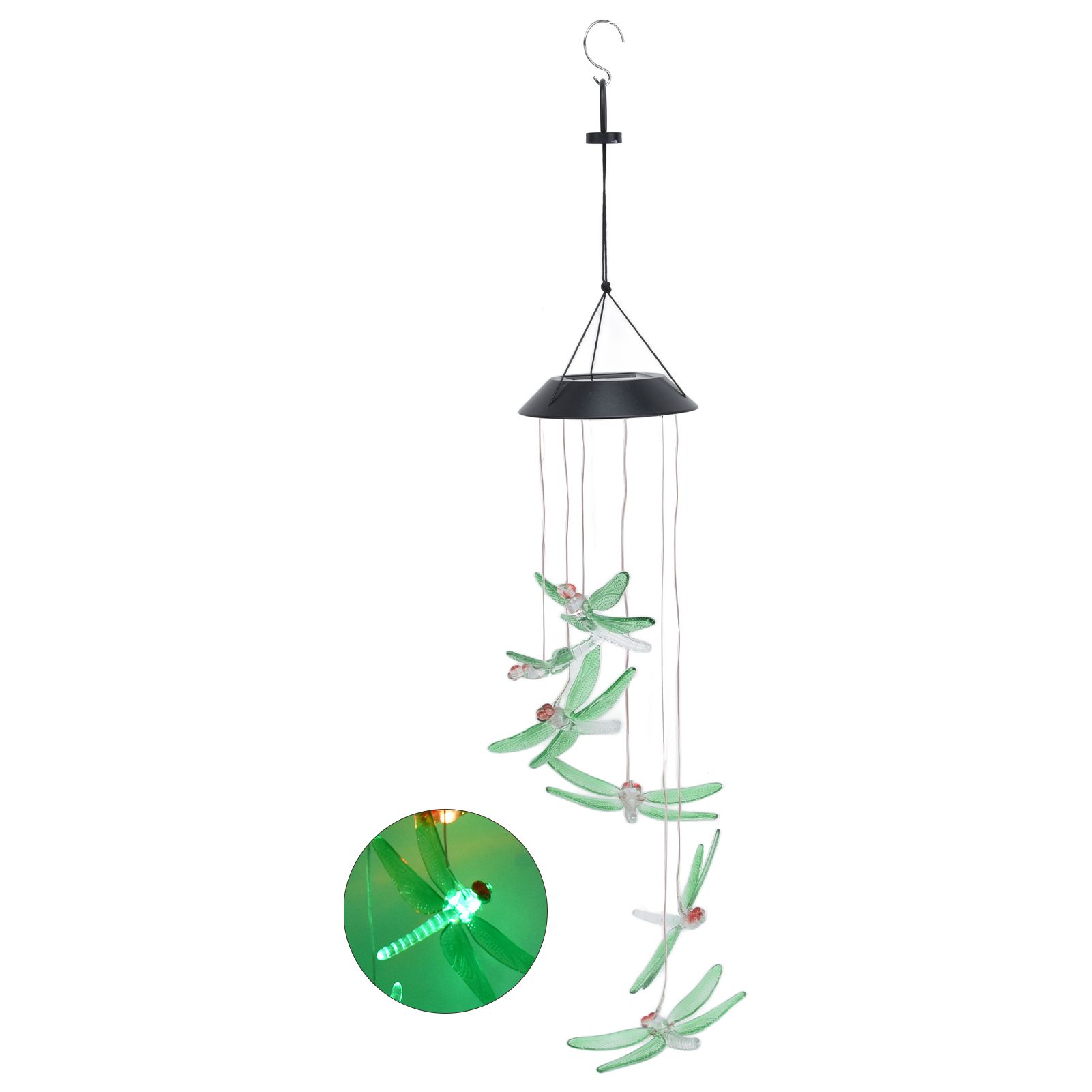 Solar Wind Chimes Photosensitive Design Waterproof Automatic Operation Green view 7