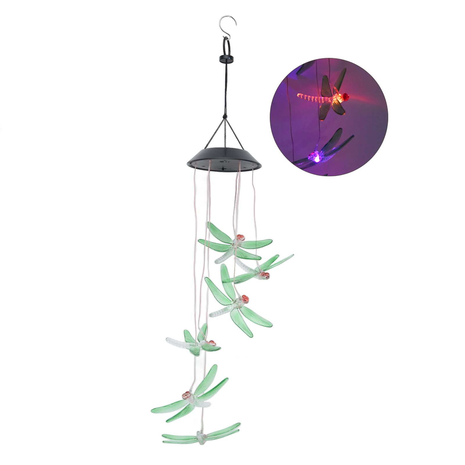 Solar Wind Chimes Photosensitive Design Waterproof Automatic Operation Green view 8