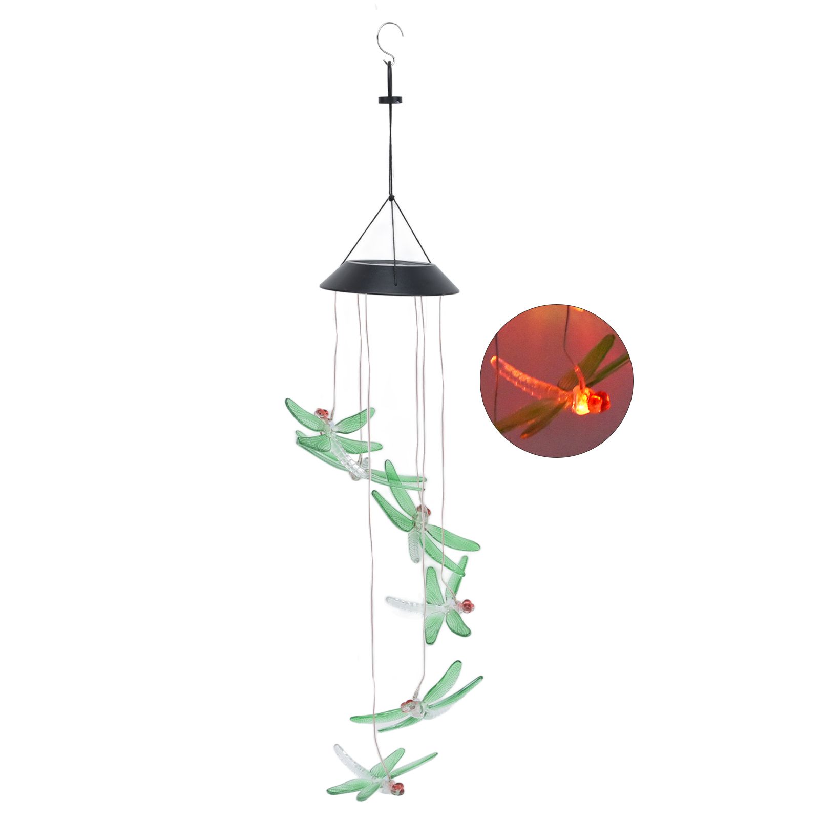 Solar Wind Chimes Photosensitive Design Waterproof Automatic Operation Green view 9