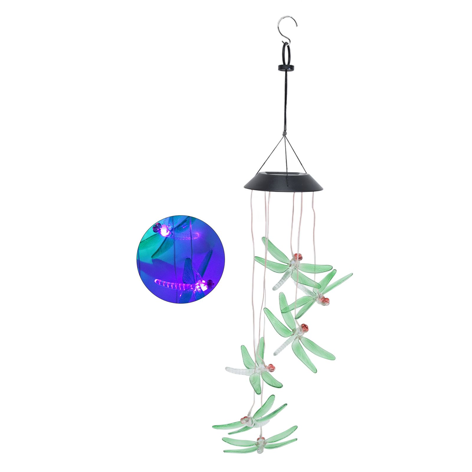 Solar Wind Chimes Photosensitive Design Waterproof Automatic Operation Green view 10