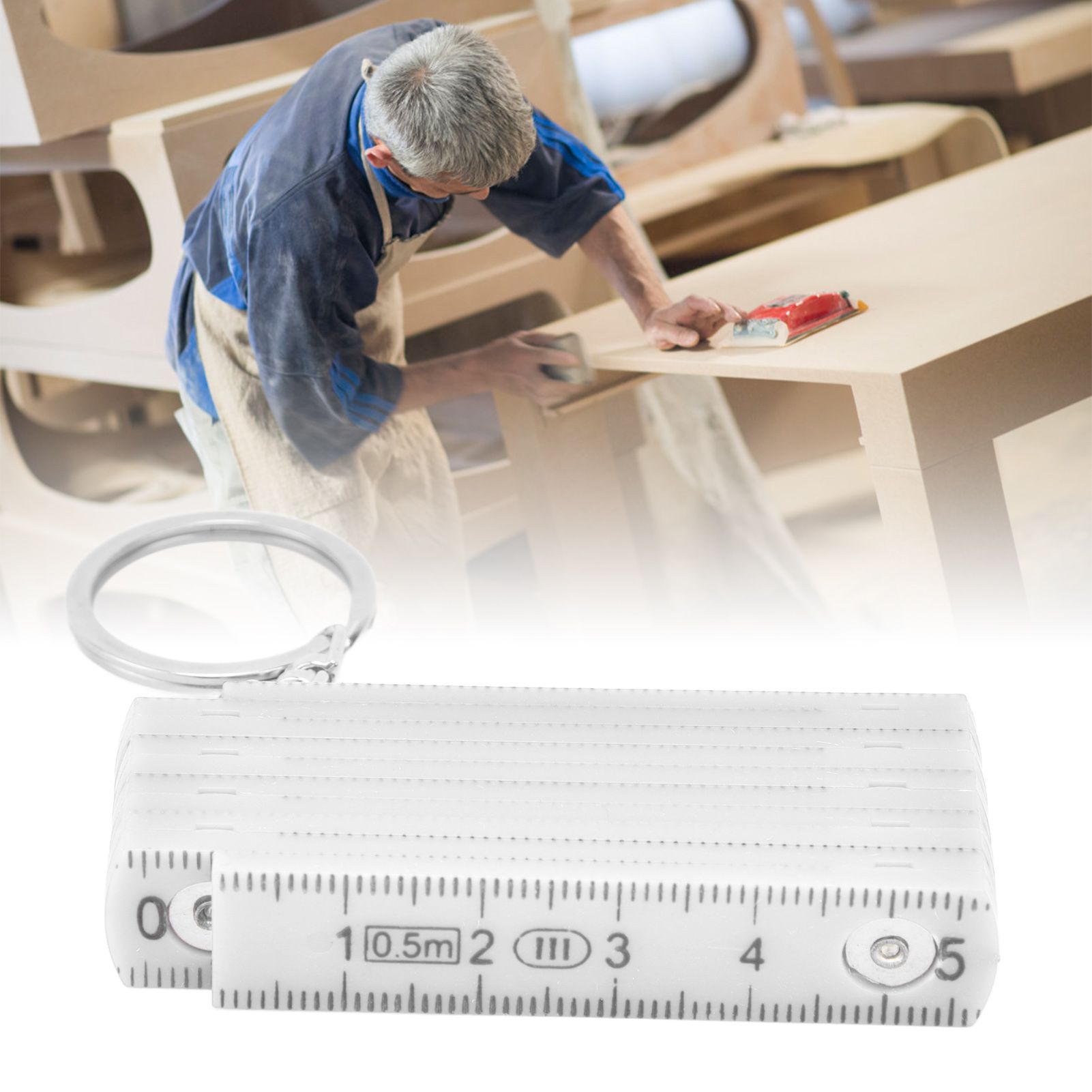 2Pcs ABS Folding Ruler Portable 0.5m Foldable Ruler with Key Ring for view 12