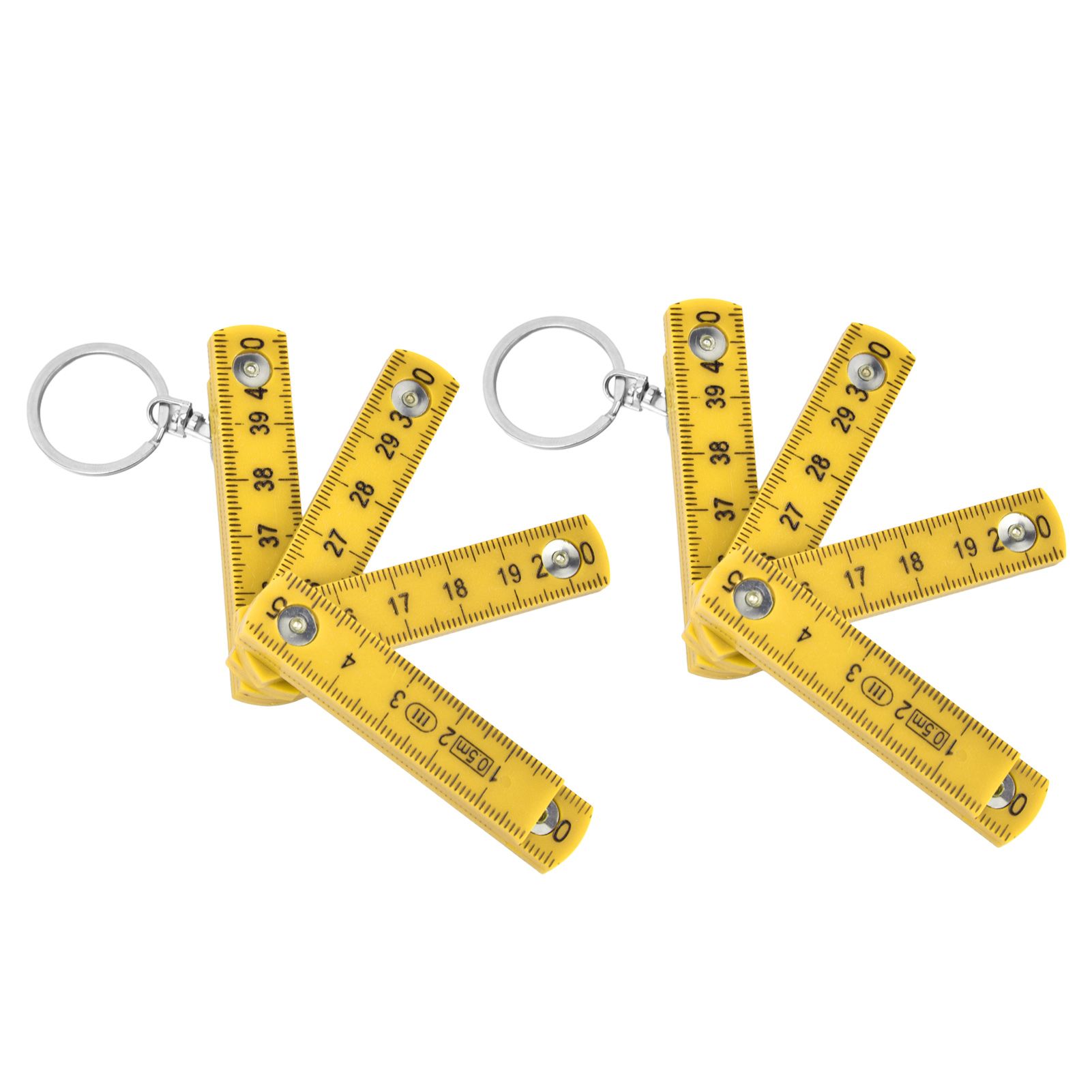 2Pcs ABS Folding Ruler Portable 0.5m Foldable Ruler with Key Ring for