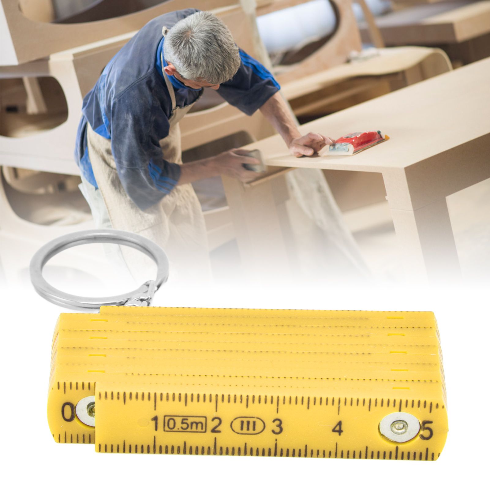 2Pcs ABS Folding Ruler Portable 0.5m Foldable Ruler with Key Ring for view 12