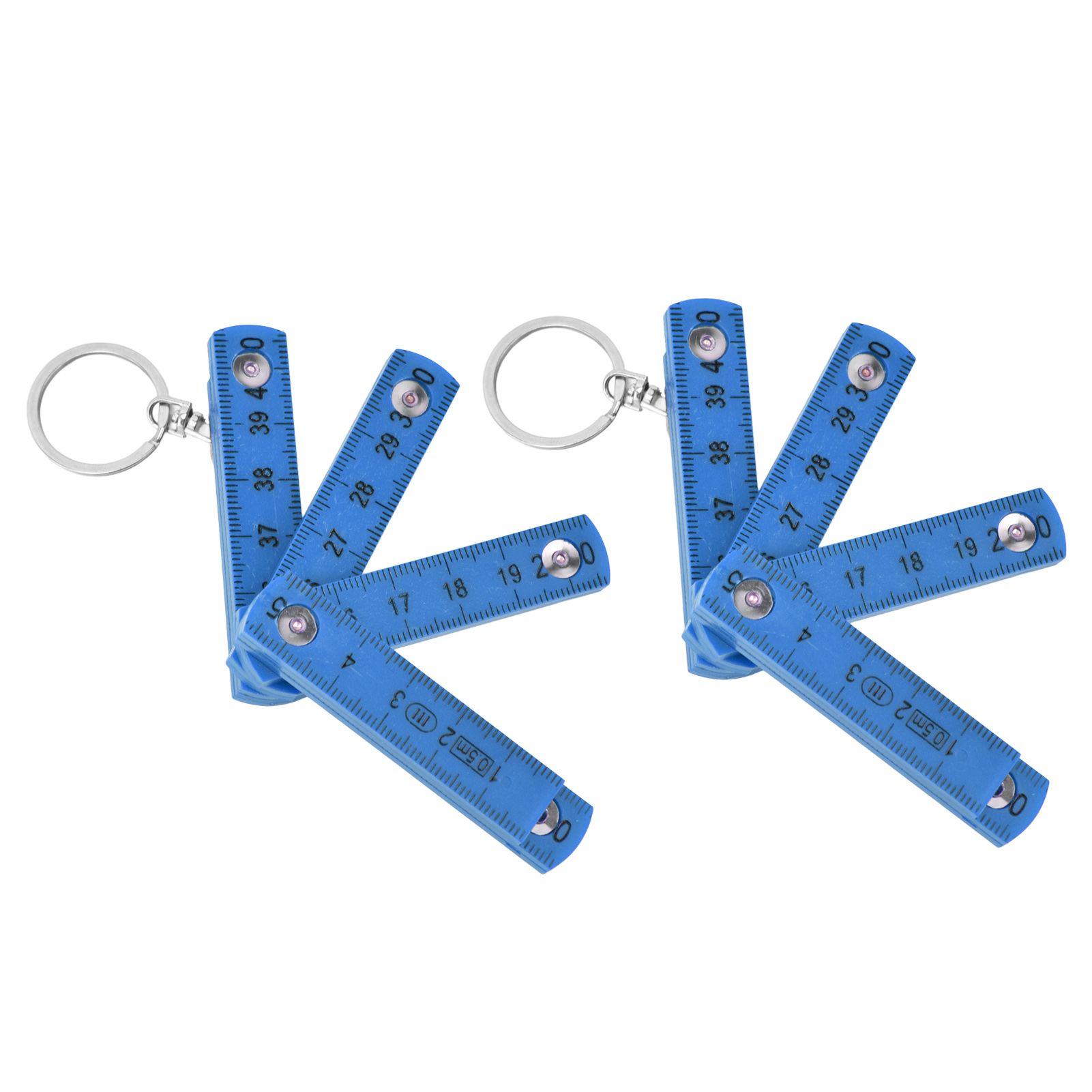 2Pcs ABS Folding Ruler Portable 0.5m Foldable Ruler with Key Ring for