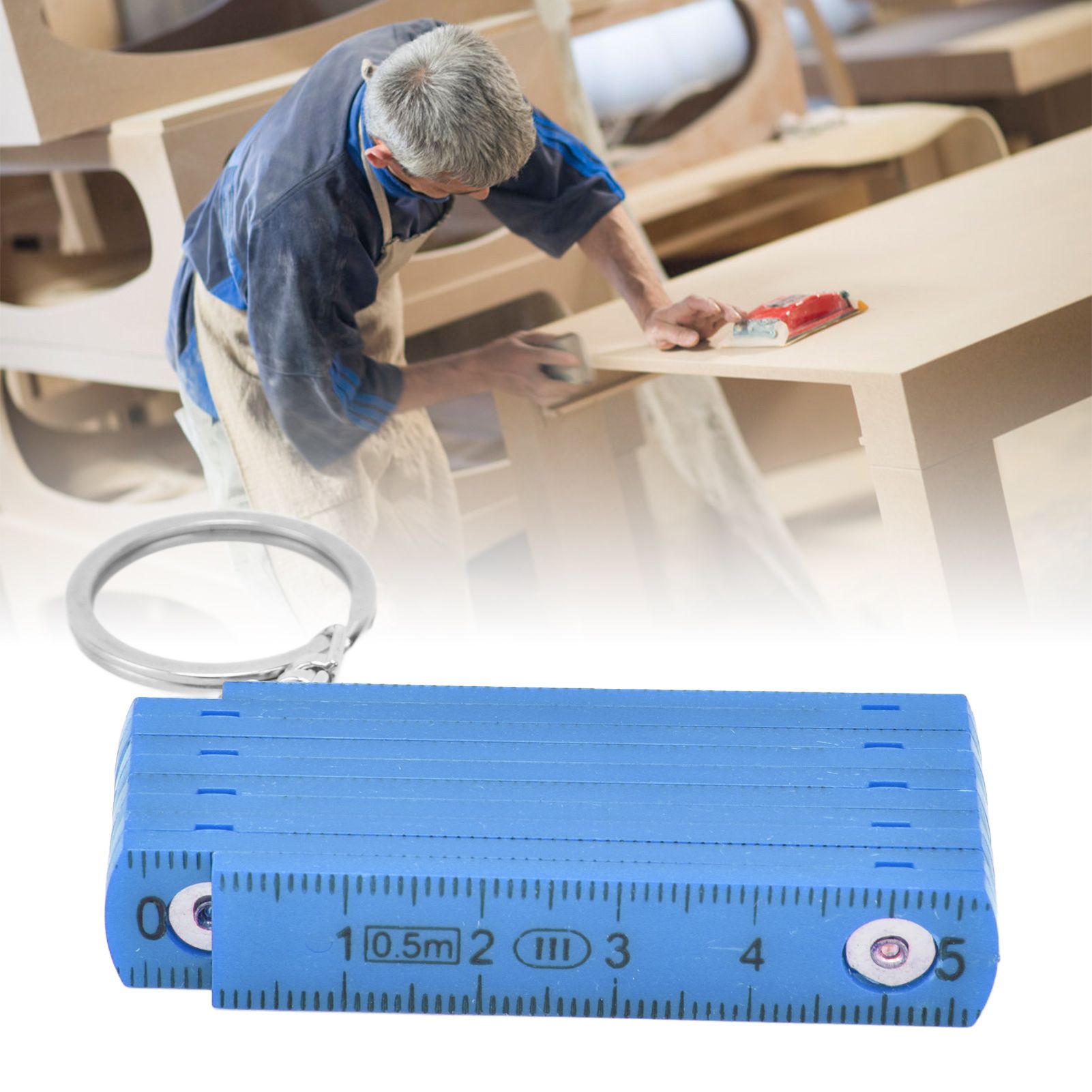 2Pcs ABS Folding Ruler Portable 0.5m Foldable Ruler with Key Ring for view 12
