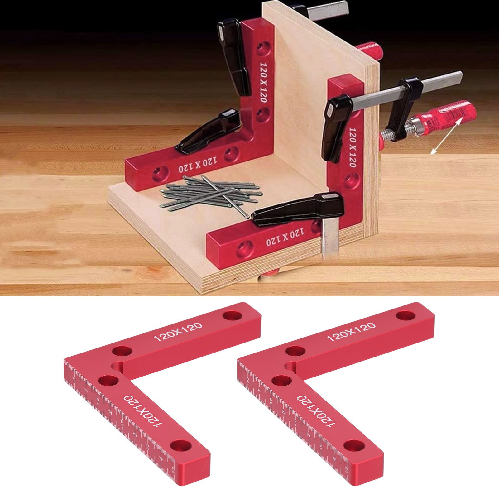 2pcs Right Angle Clamps Aluminum Alloy Material Anodized Clear Scale Red 90 view 11