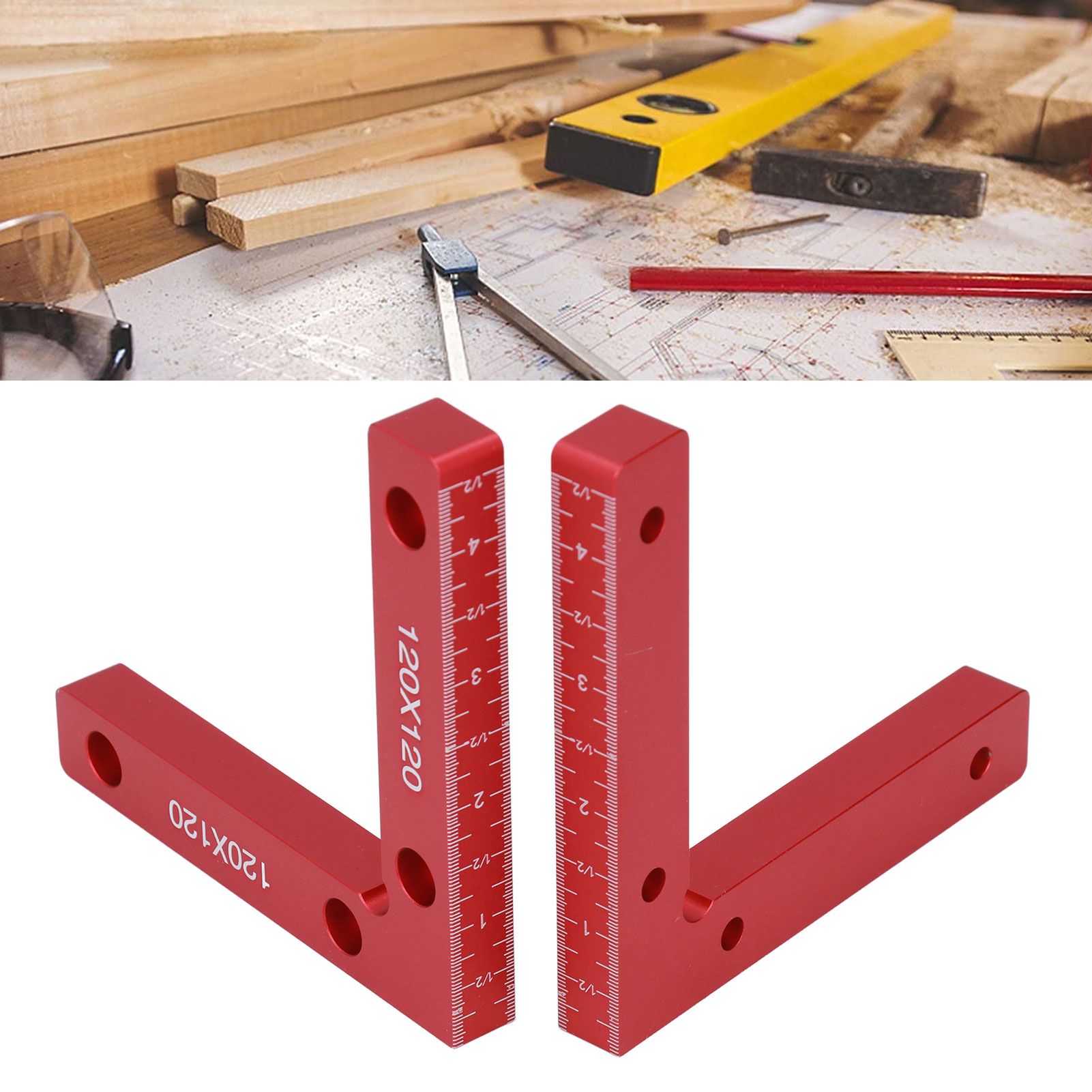 2pcs Right Angle Clamps Aluminum Alloy Material Anodized Clear Scale Red 90 view 12