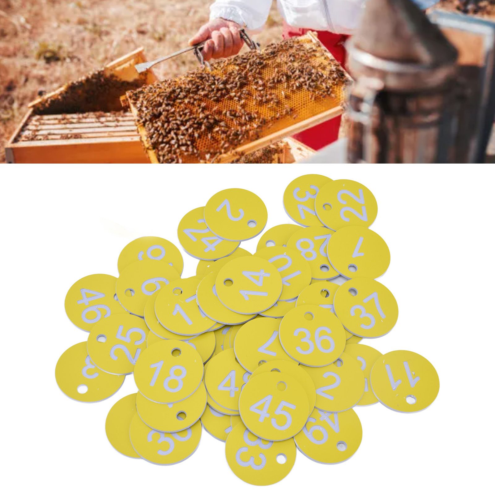 50Pcs Beehive Tag ABS Round Numbered Sign Labels with Hole Livestock view 11