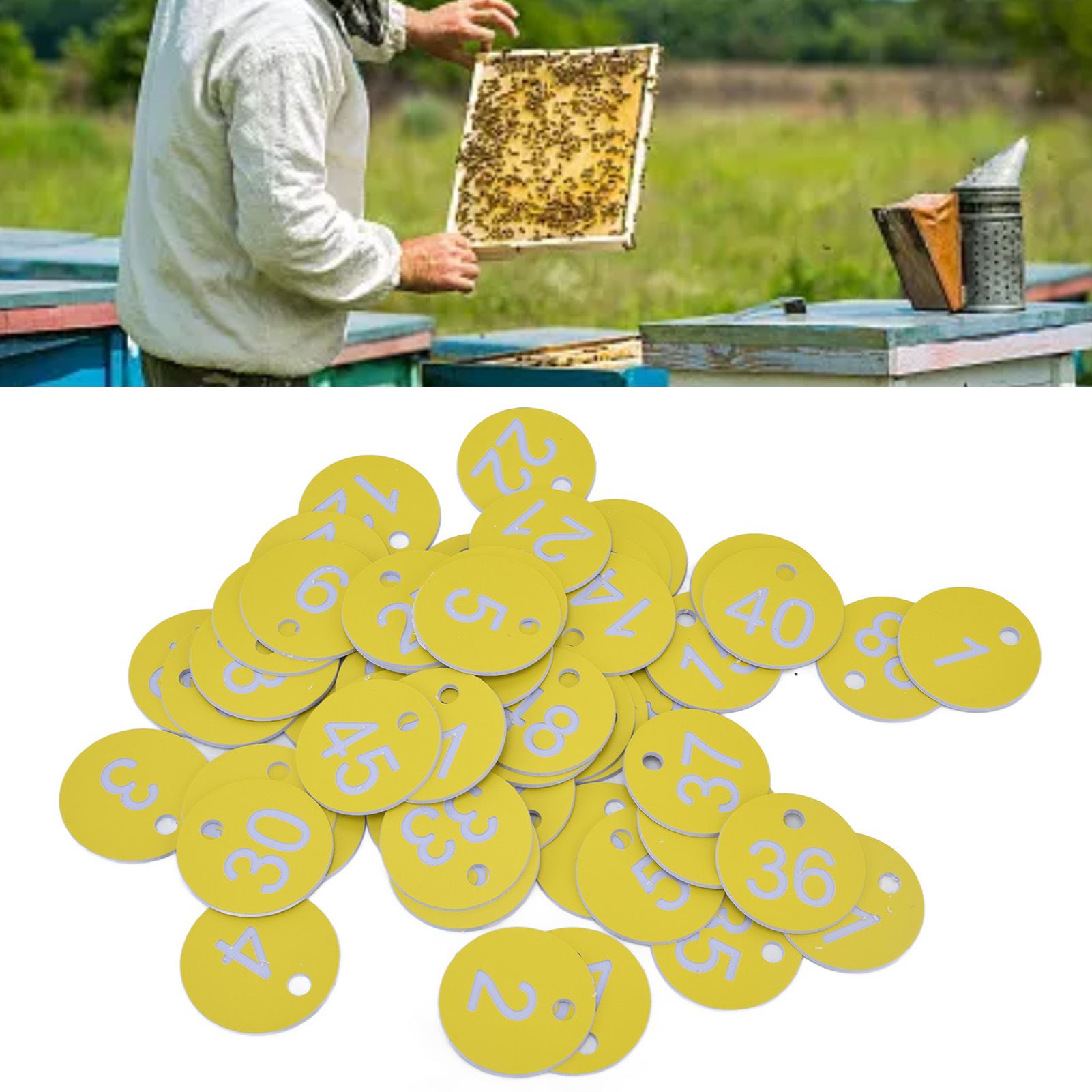 50Pcs Beehive Tag ABS Round Numbered Sign Labels with Hole Livestock view 12