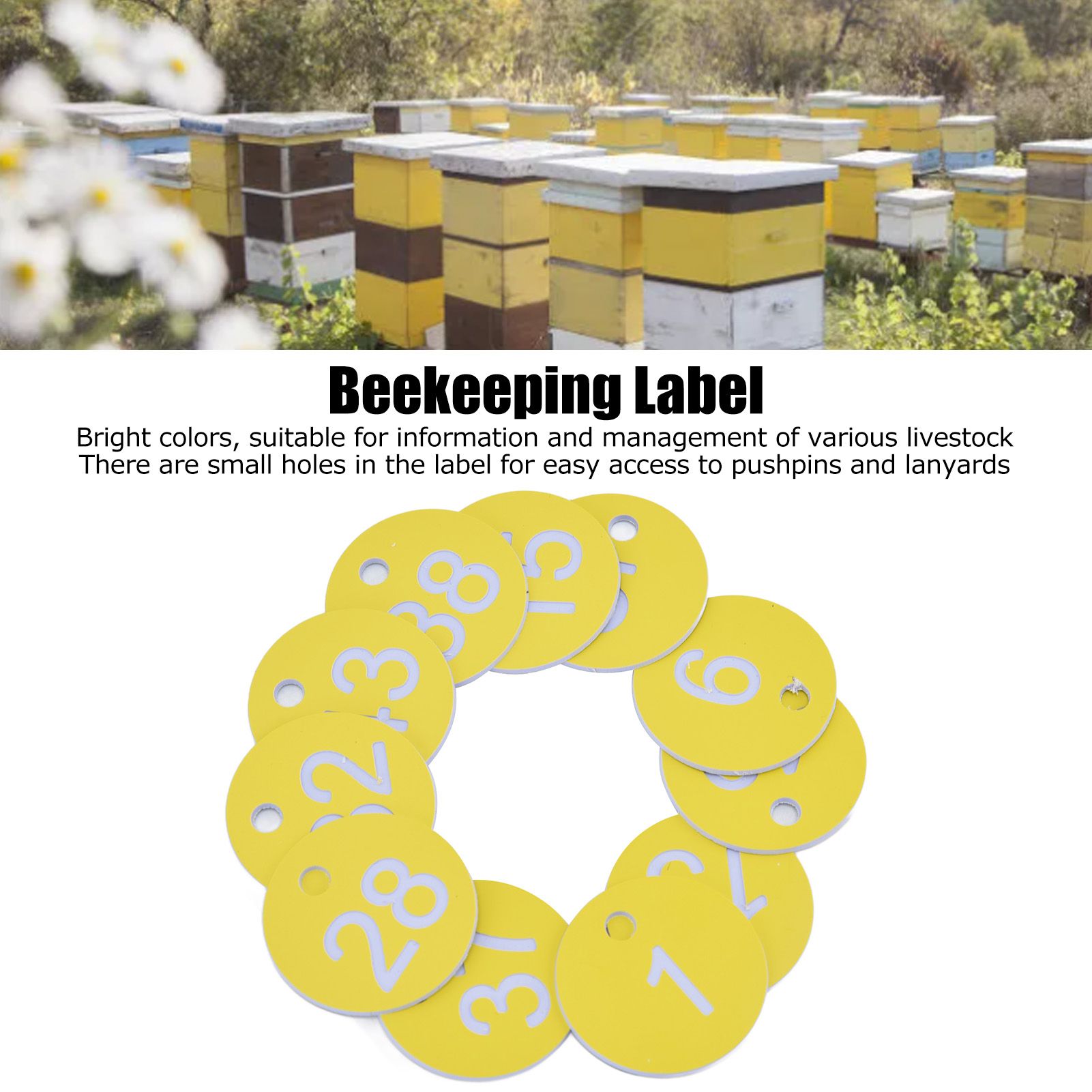 50Pcs Beehive Tag ABS Round Numbered Sign Labels with Hole Livestock view 14