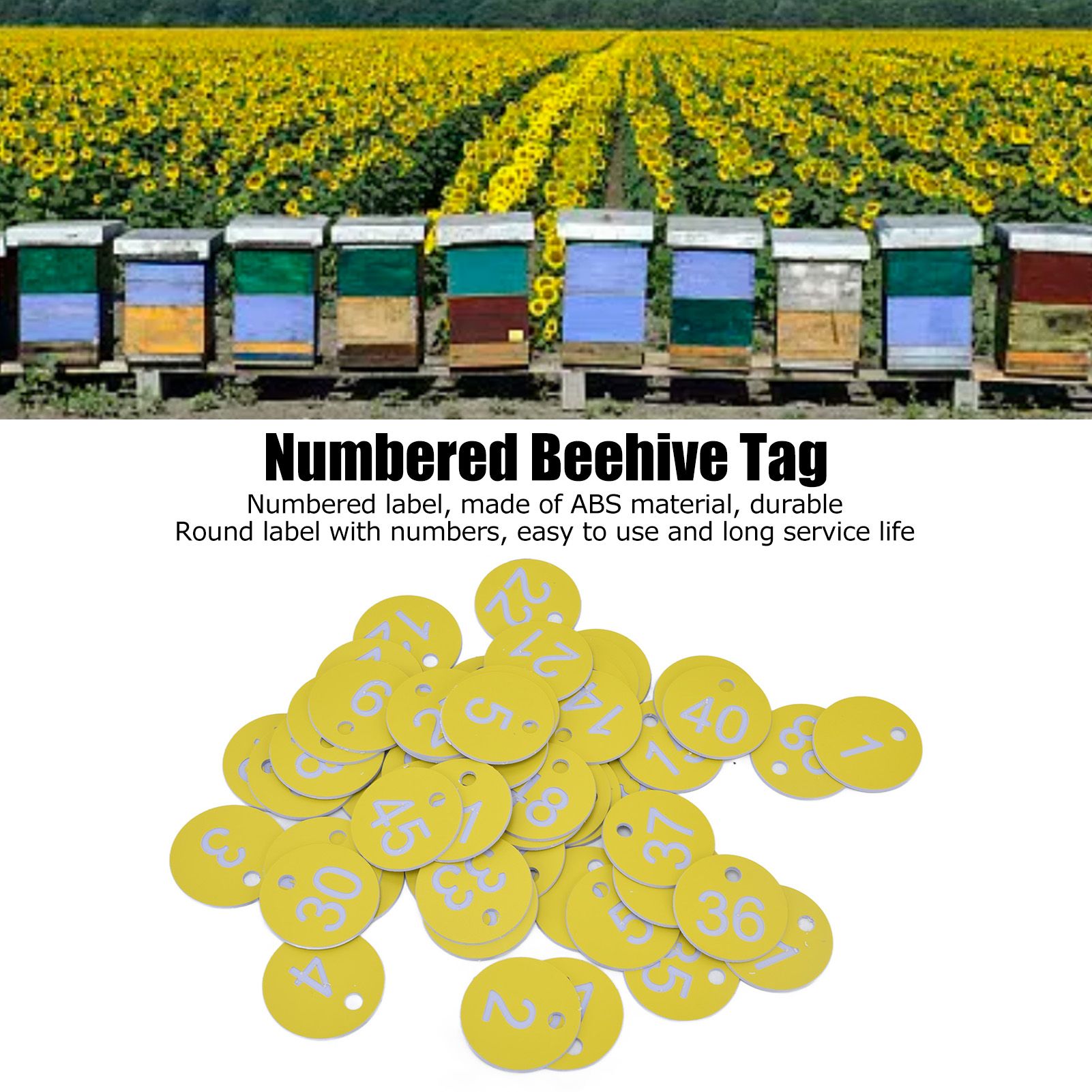 50Pcs Beehive Tag ABS Round Numbered Sign Labels with Hole Livestock view 15