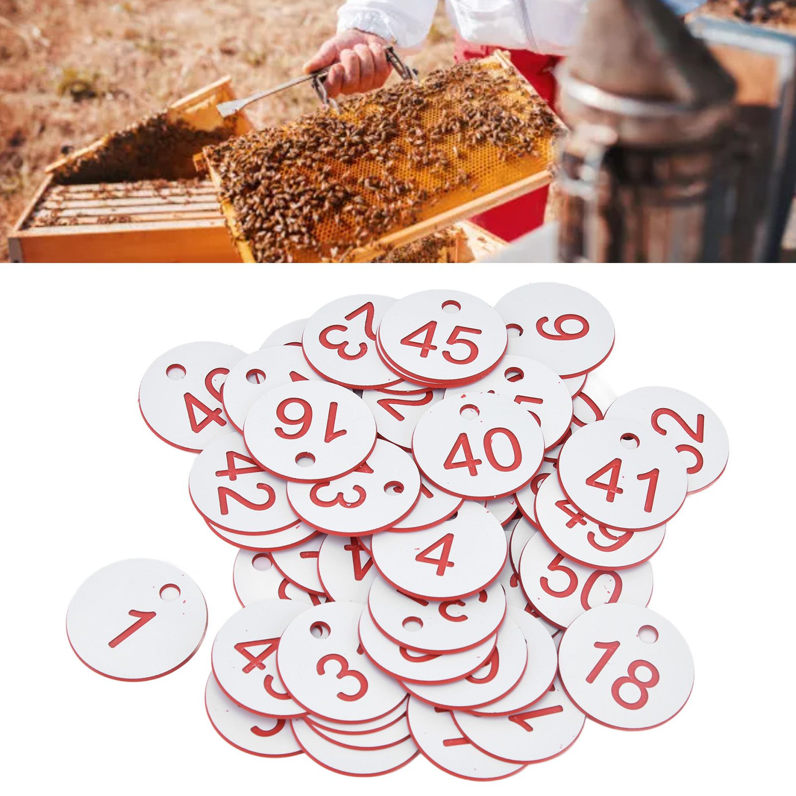 50Pcs Beehive Tag ABS Round Numbered Sign Labels with Hole Livestock view 11