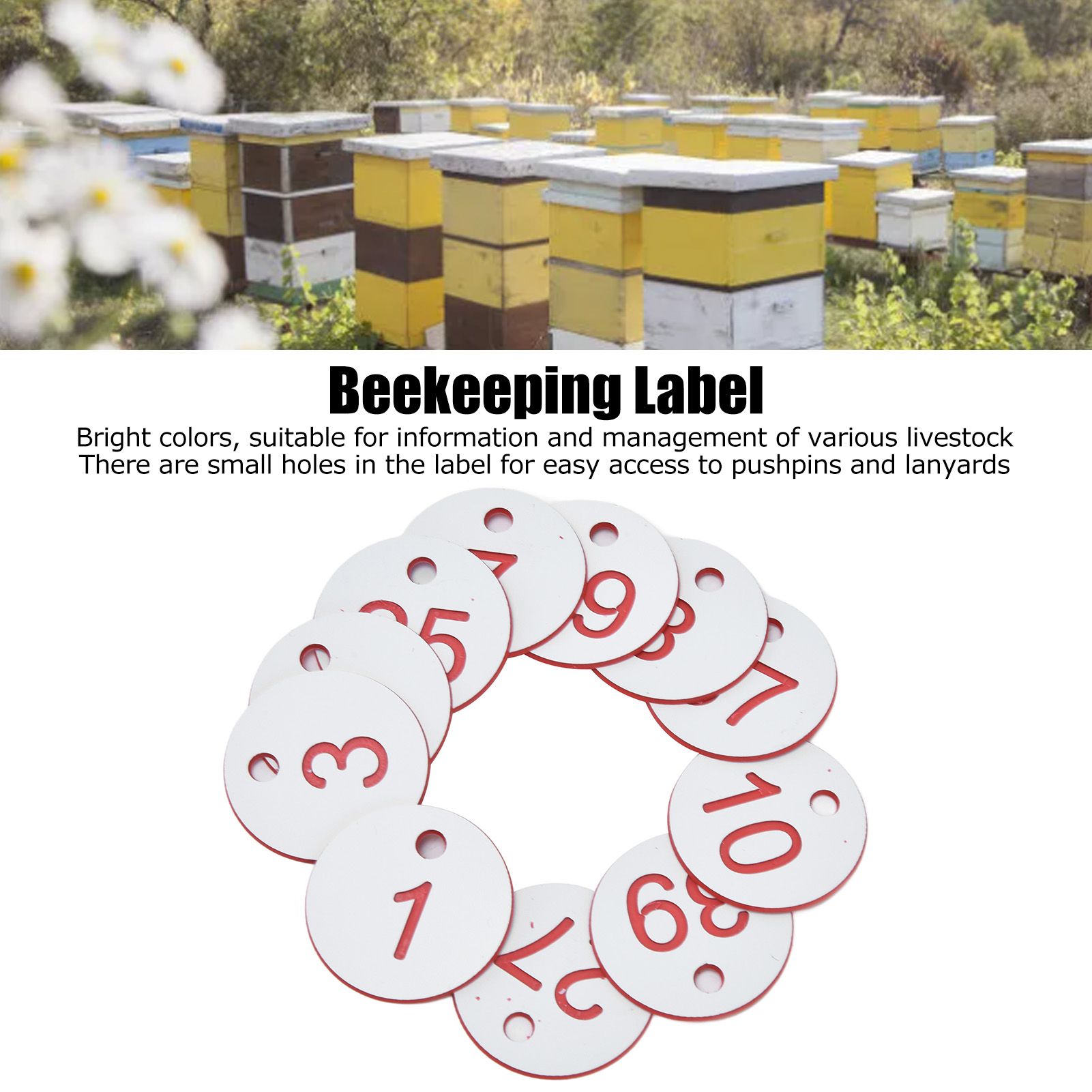 50Pcs Beehive Tag ABS Round Numbered Sign Labels with Hole Livestock view 14