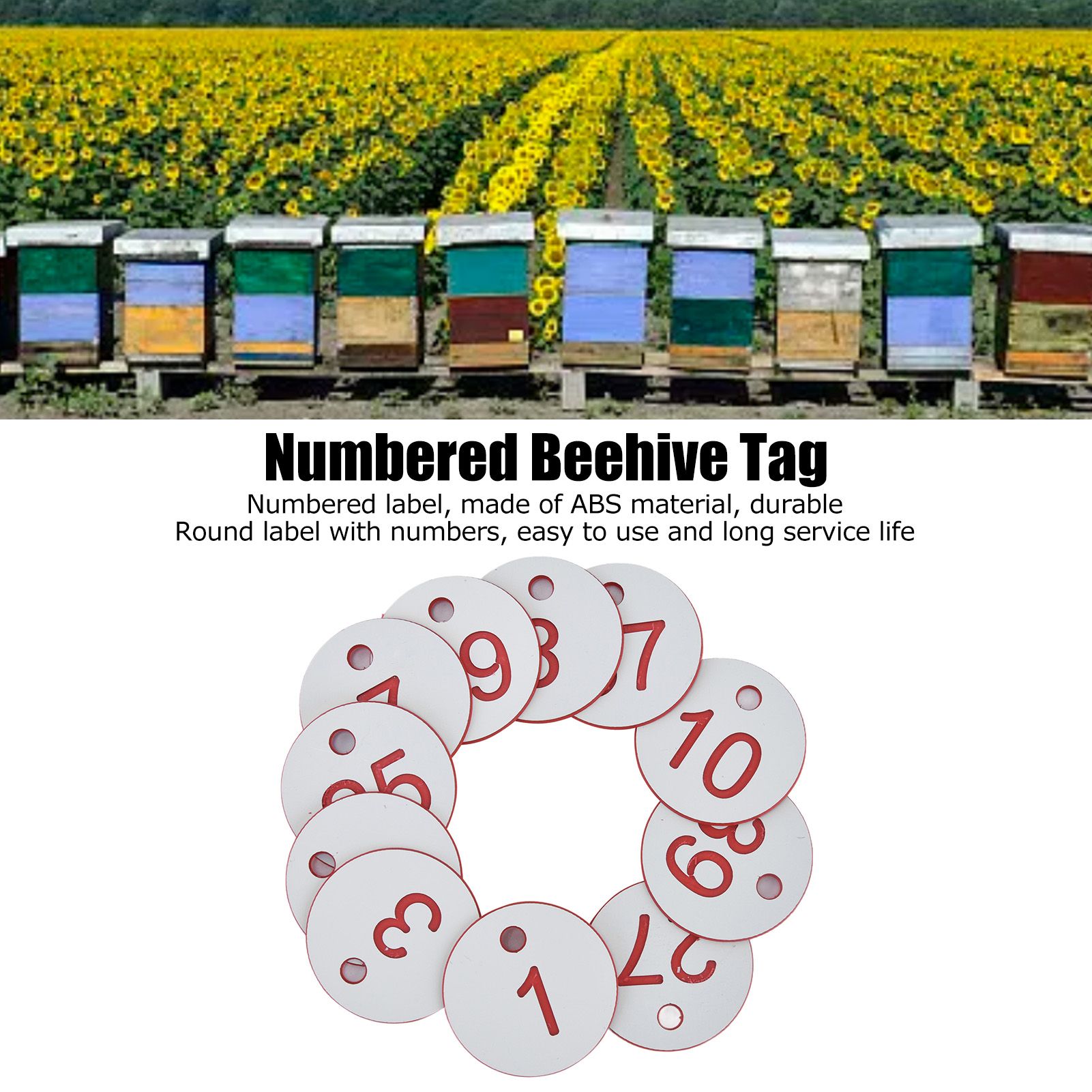 50Pcs Beehive Tag ABS Round Numbered Sign Labels with Hole Livestock view 15