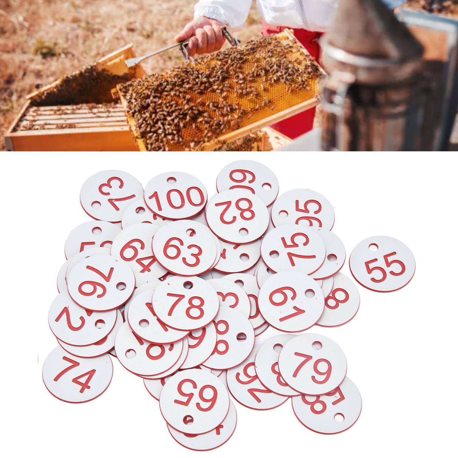 50Pcs Beehive Tag ABS Round Numbered Sign Labels with Hole Livestock view 11