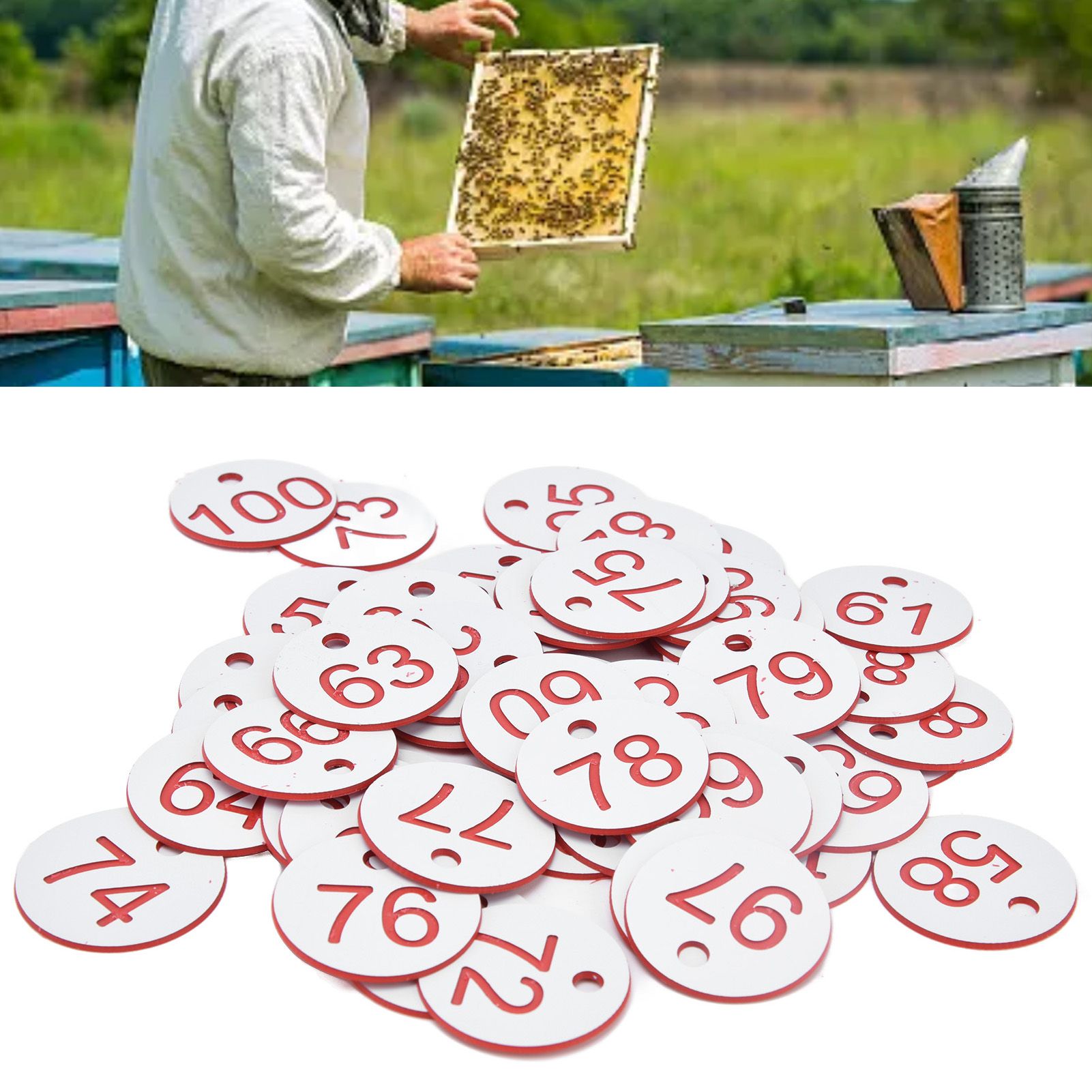50Pcs Beehive Tag ABS Round Numbered Sign Labels with Hole Livestock view 12