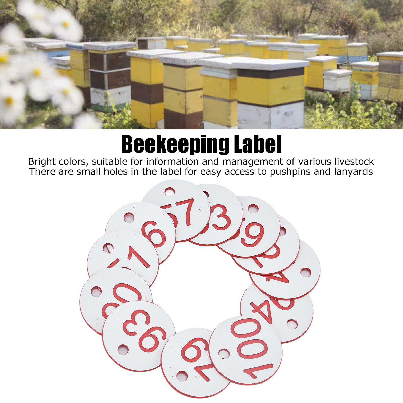 50Pcs Beehive Tag ABS Round Numbered Sign Labels with Hole Livestock view 14