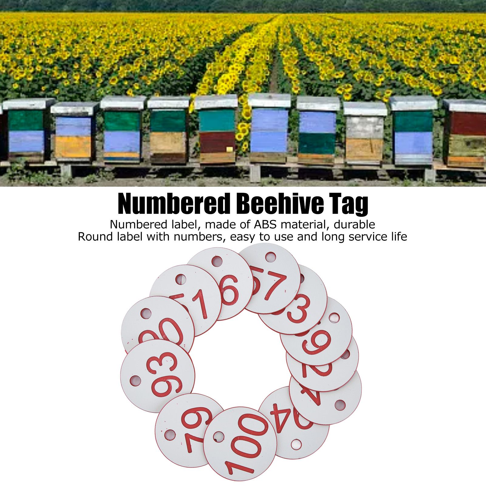 50Pcs Beehive Tag ABS Round Numbered Sign Labels with Hole Livestock view 15