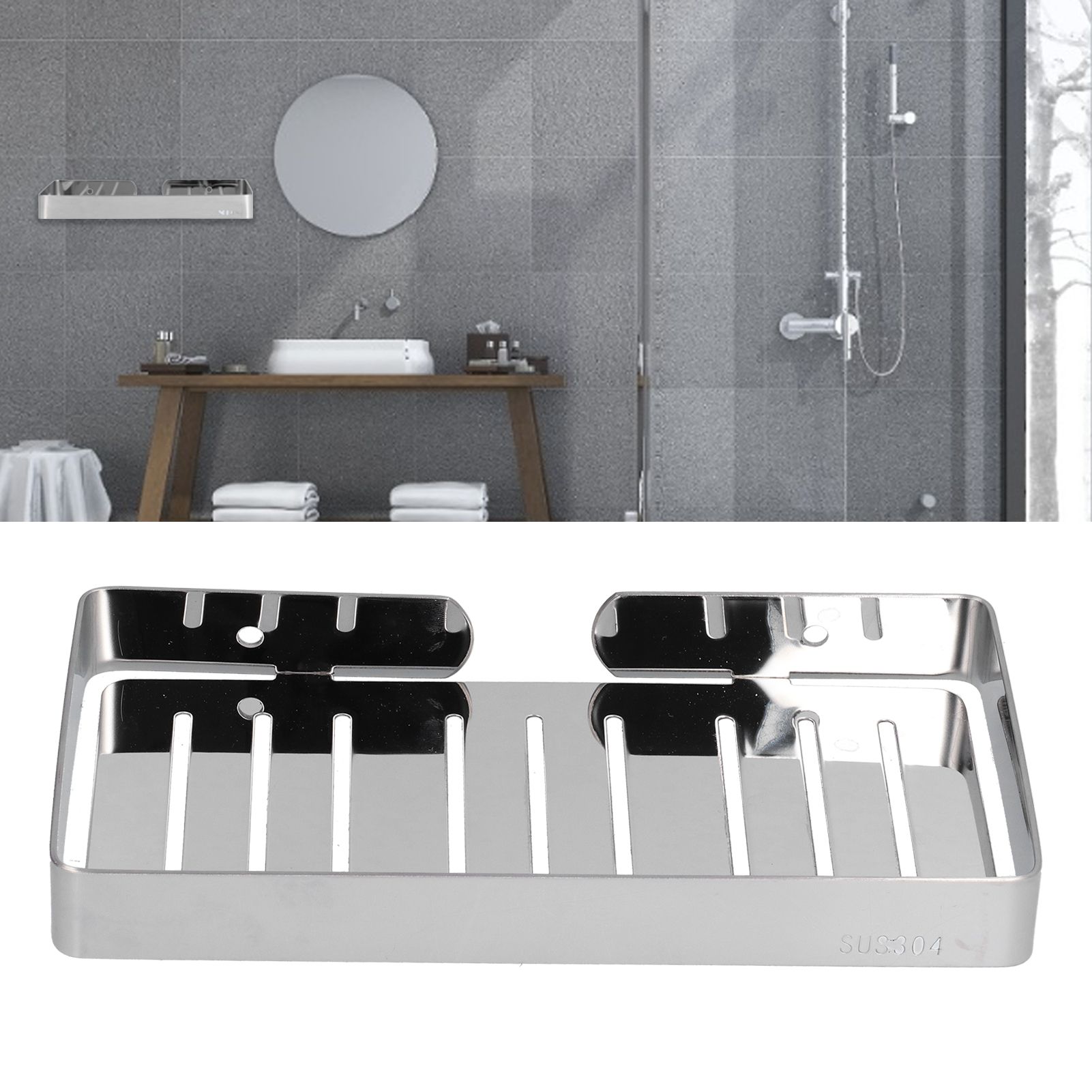Soap Dish Shelf 304 Stainless Steel Bathroom Hollow Self Draining Wall Mounted view 11