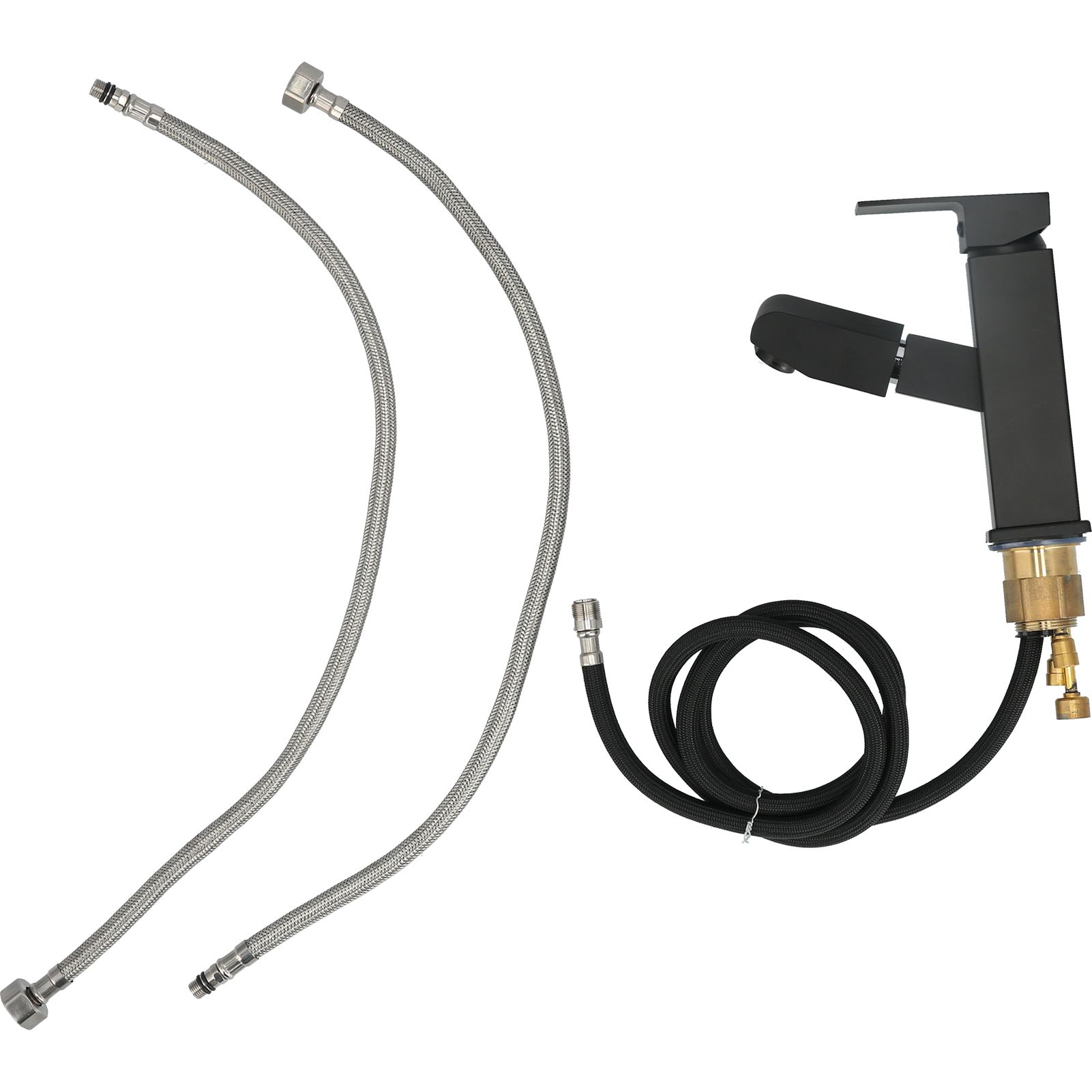 G1/2 Pull Out Faucet Cold Hot Mixer Water Tap with Pull‑Down Sprayer for