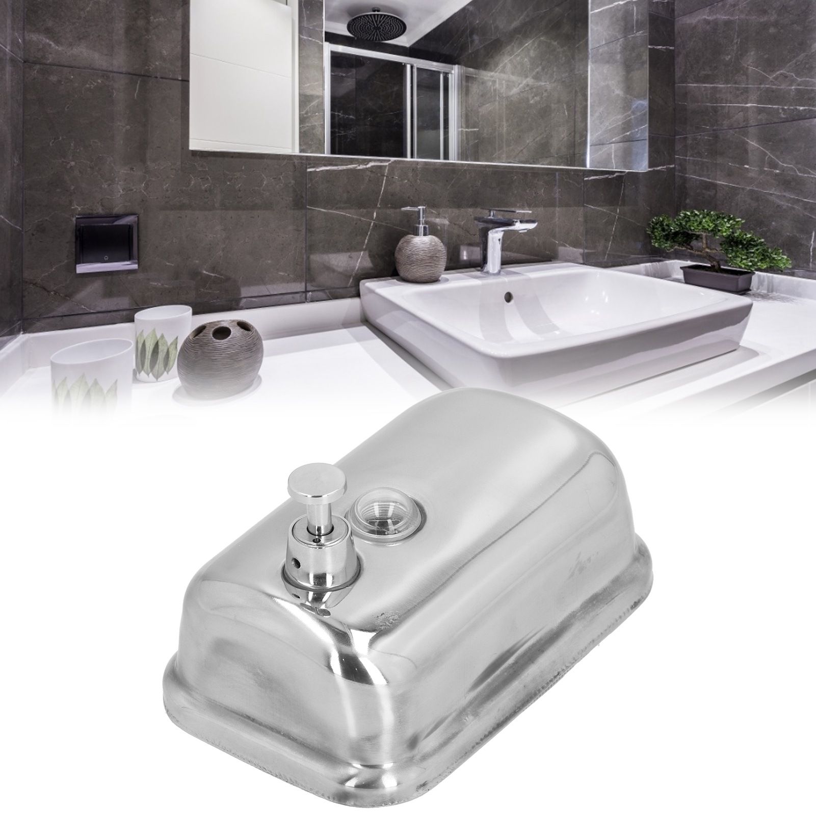 Soap Dispenser Manual Wall Mounted Stainless Steel Shower Gel Shampoo Hand view 11