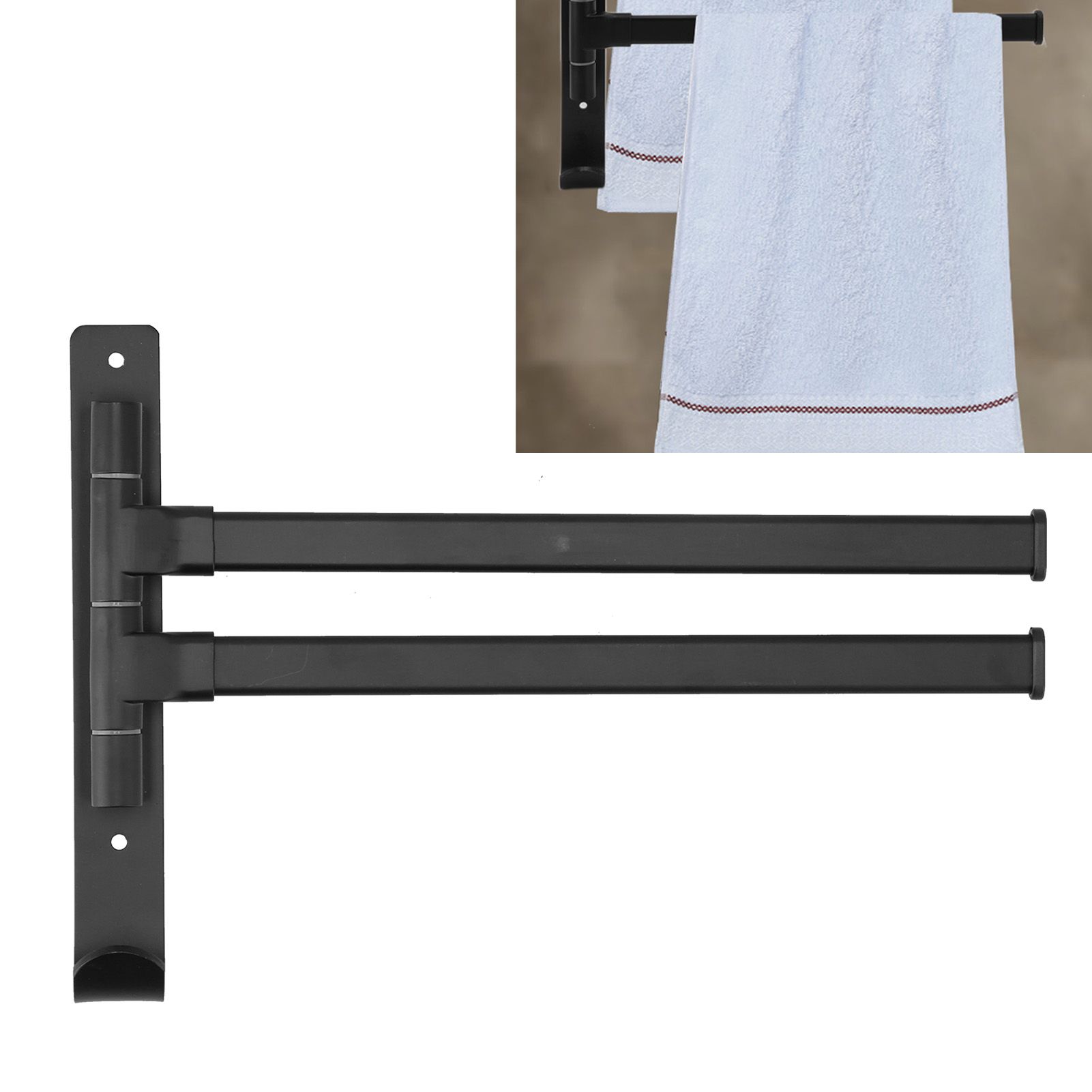 Towel Bar Wall Mounted Rotating Collapsible Space Aluminum Towel Rack for Bathroom view 11
