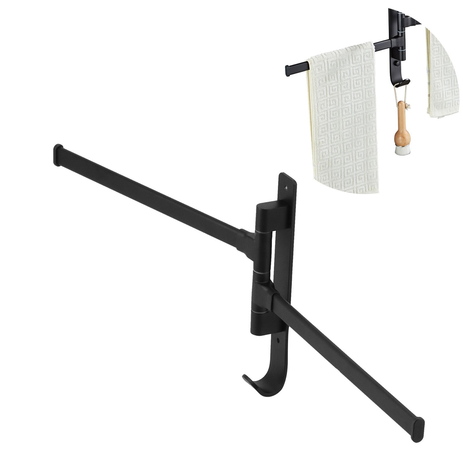 Towel Bar Wall Mounted Rotating Collapsible Space Aluminum Towel Rack for Bathroom view 12