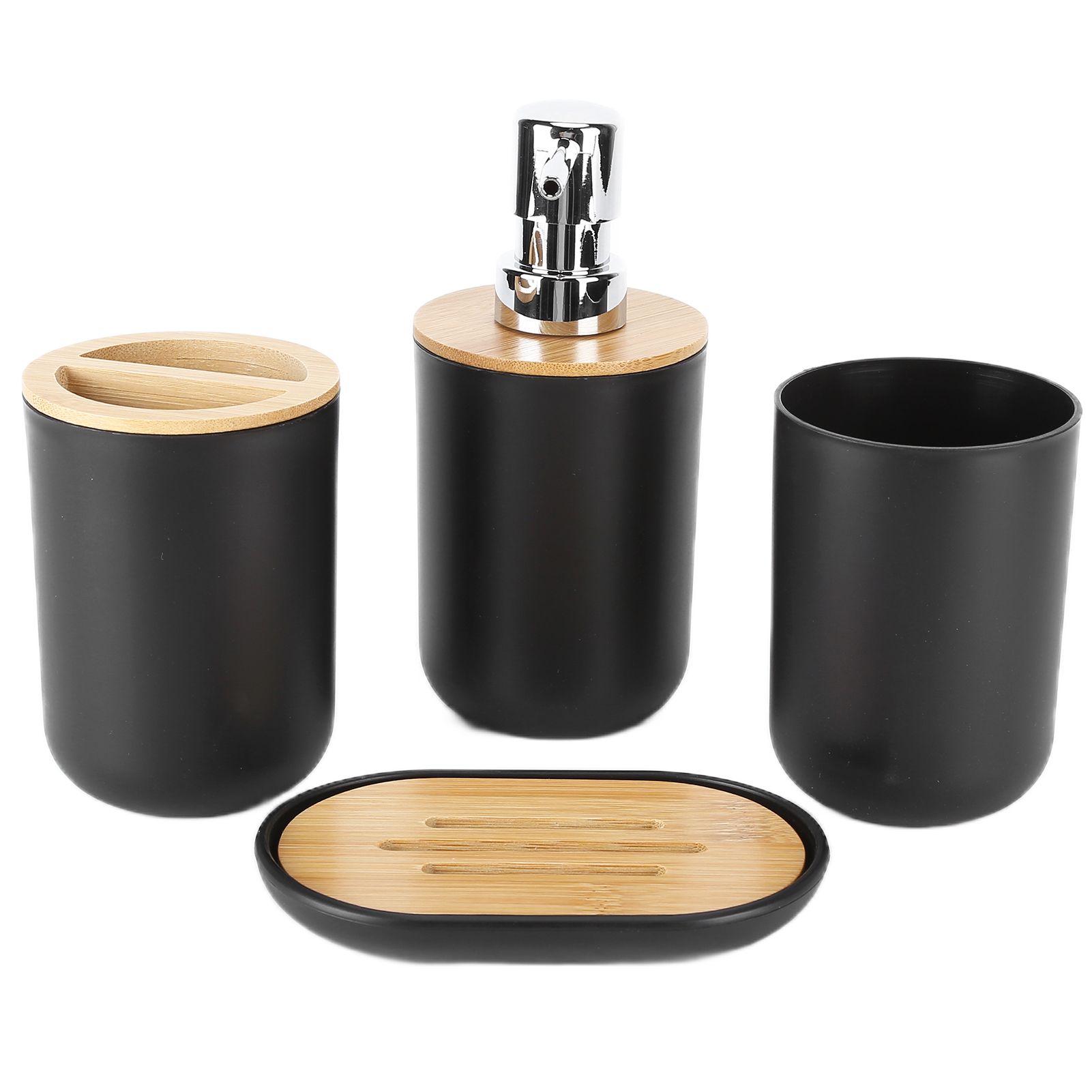 4Pcs Bathroom Accessory Set Bamboo Waterproof Durable Gift Toothbrush Cup for