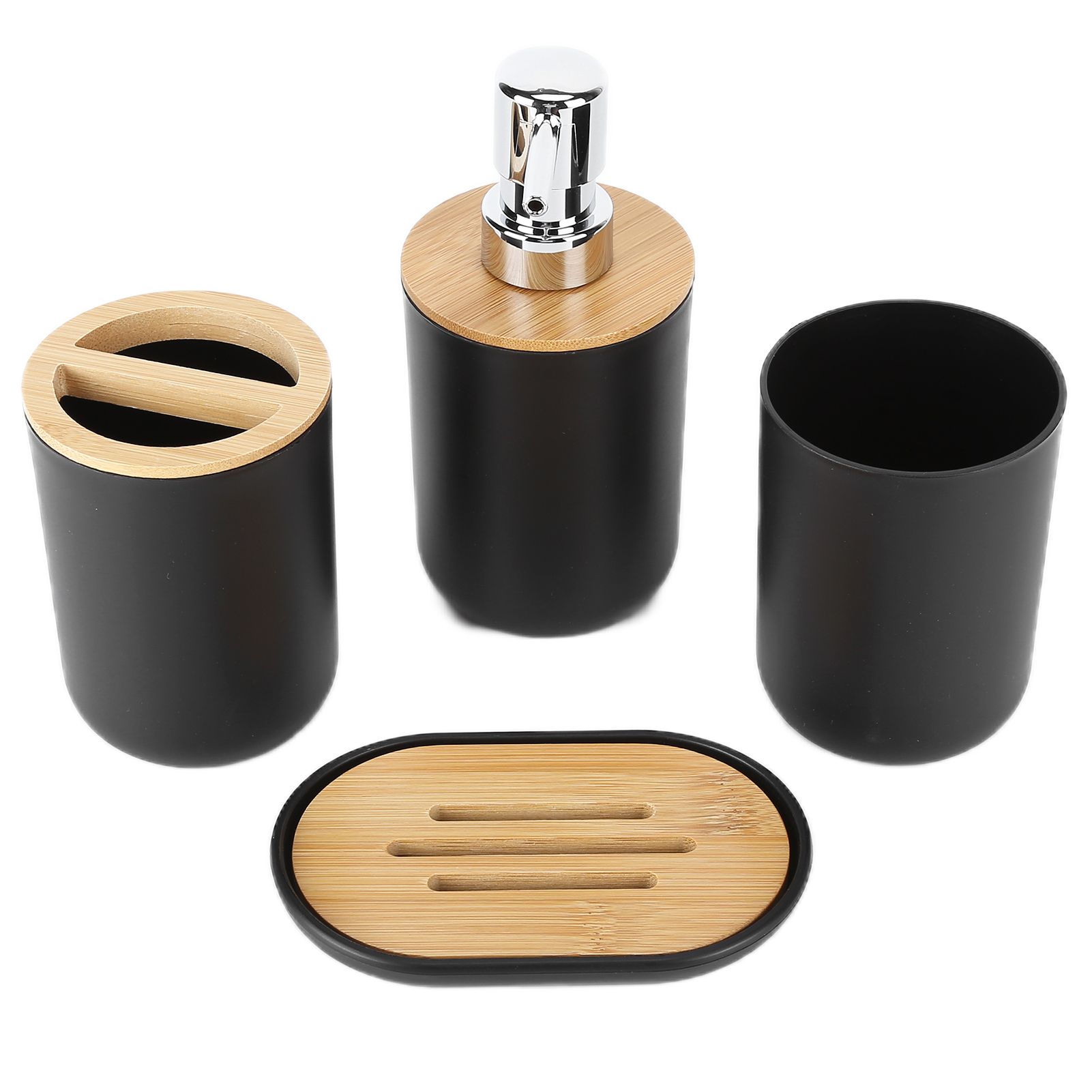 4Pcs Bathroom Accessory Set Bamboo Waterproof Durable Gift Toothbrush Cup for view 2