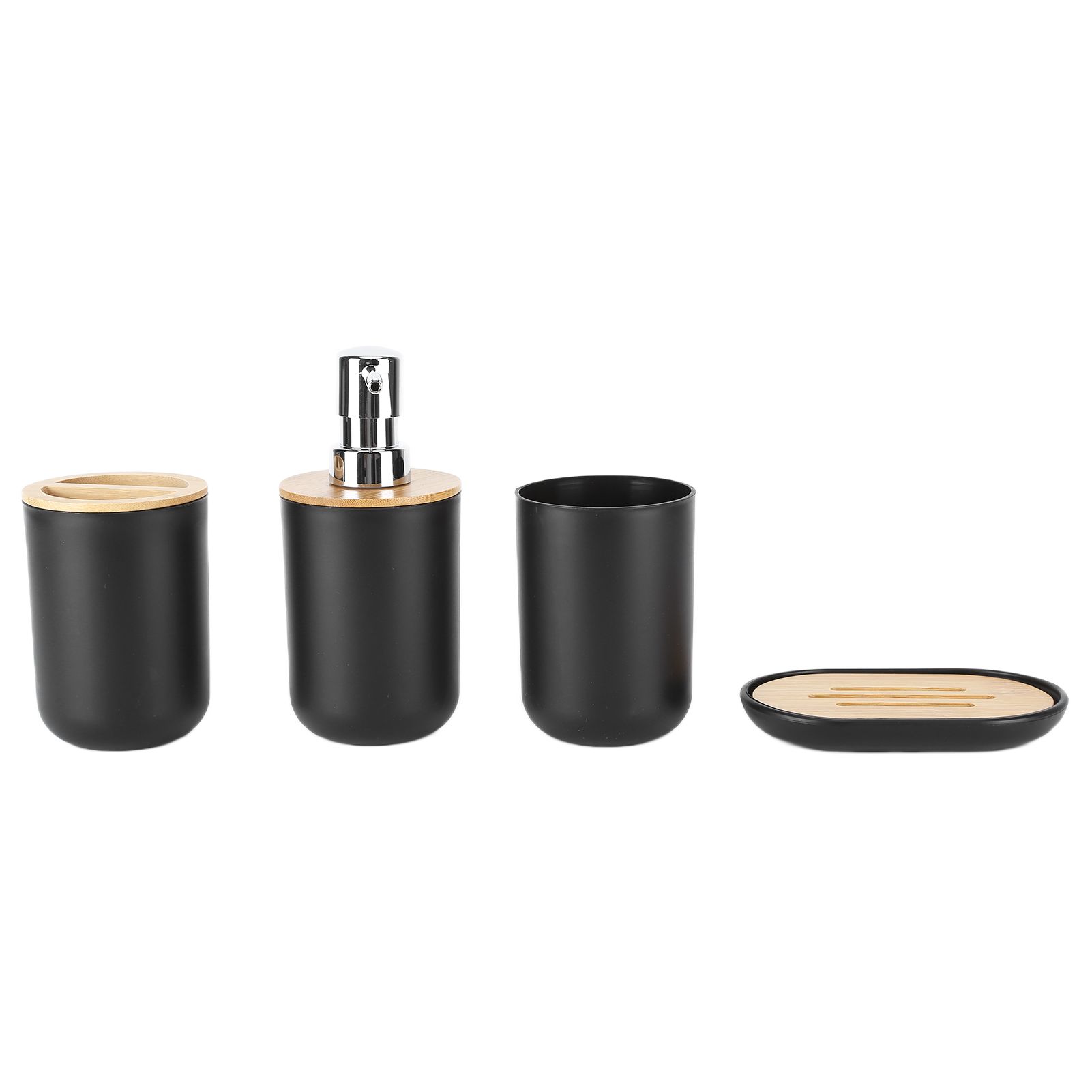 4Pcs Bathroom Accessory Set Bamboo Waterproof Durable Gift Toothbrush Cup for view 3