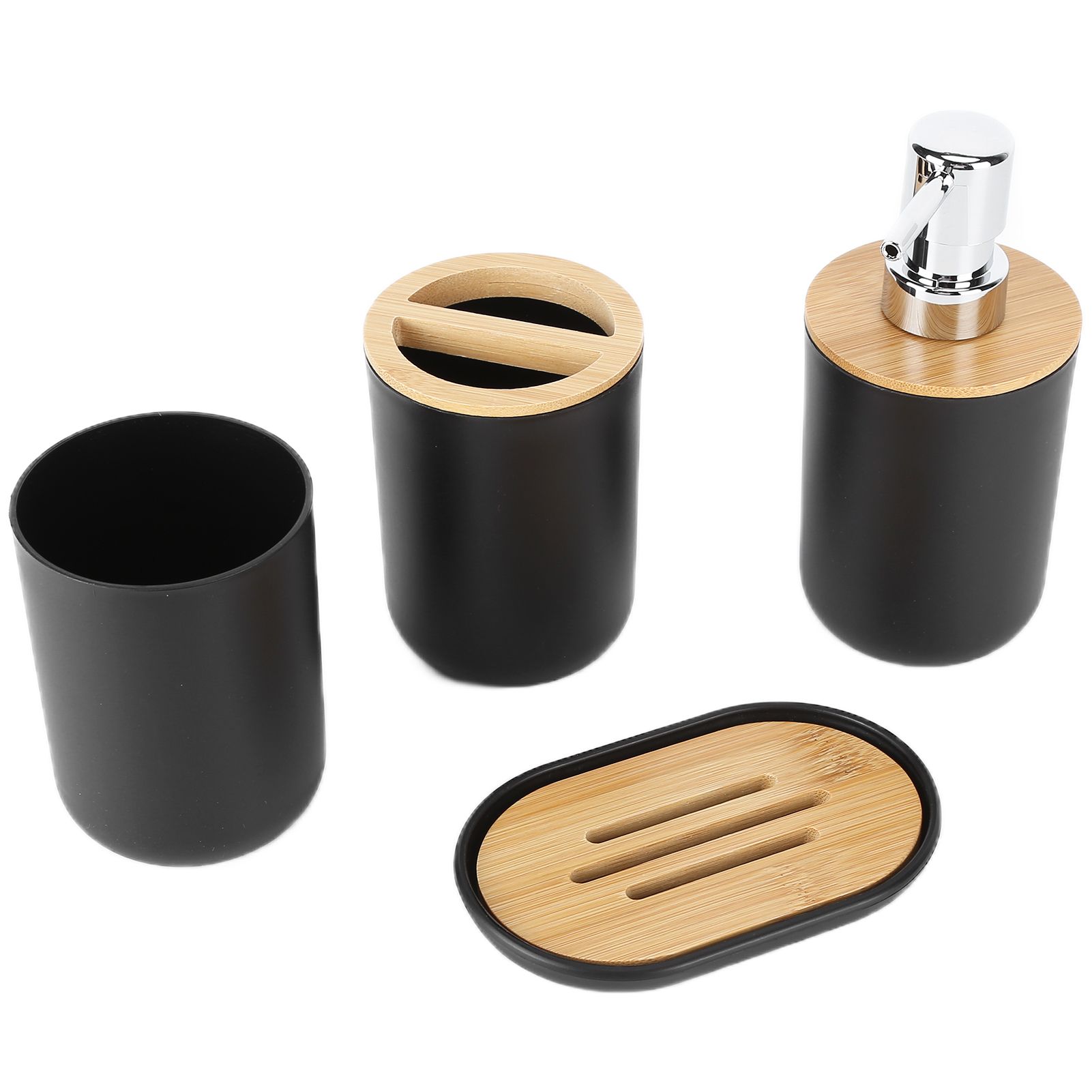 4Pcs Bathroom Accessory Set Bamboo Waterproof Durable Gift Toothbrush Cup for view 4
