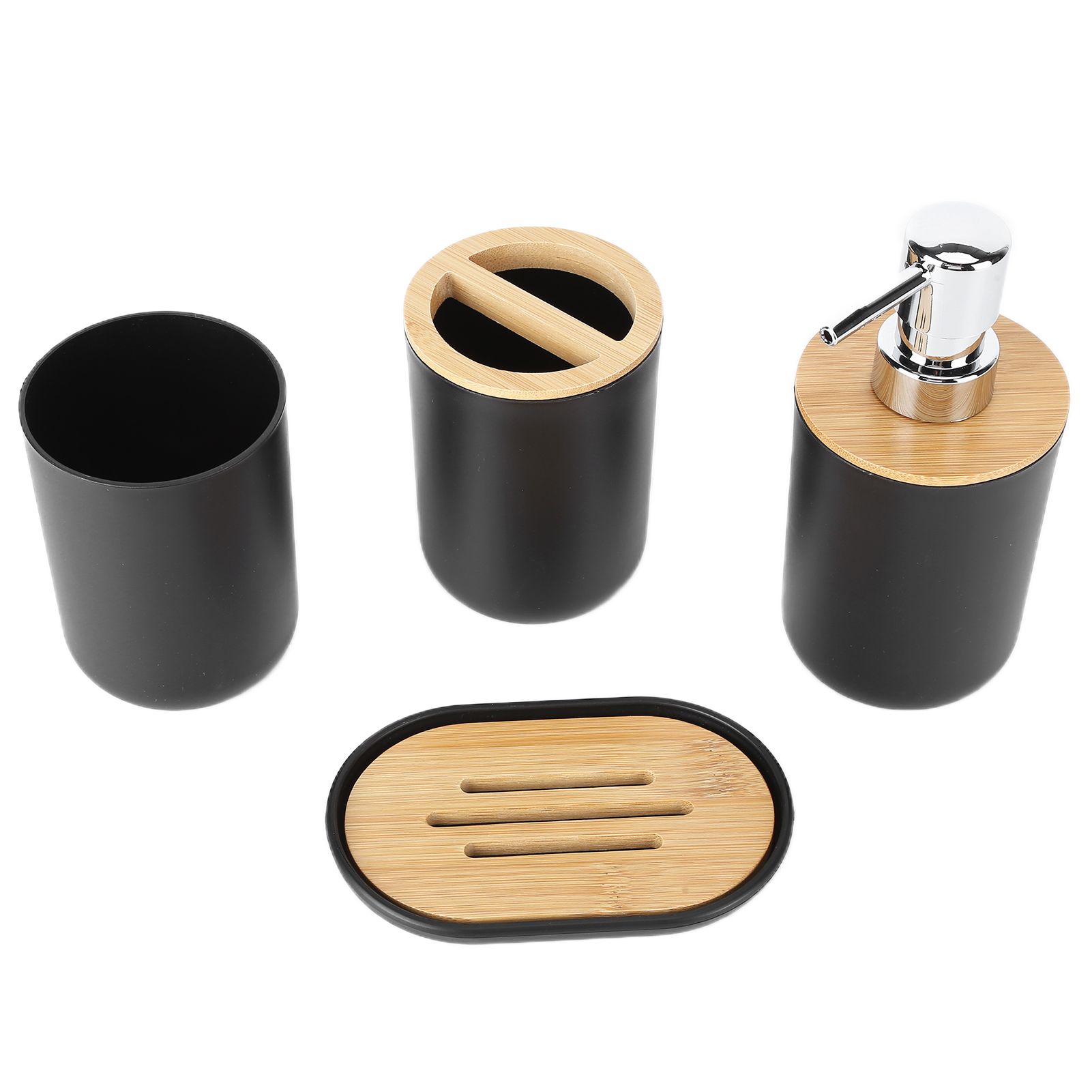 4Pcs Bathroom Accessory Set Bamboo Waterproof Durable Gift Toothbrush Cup for view 5