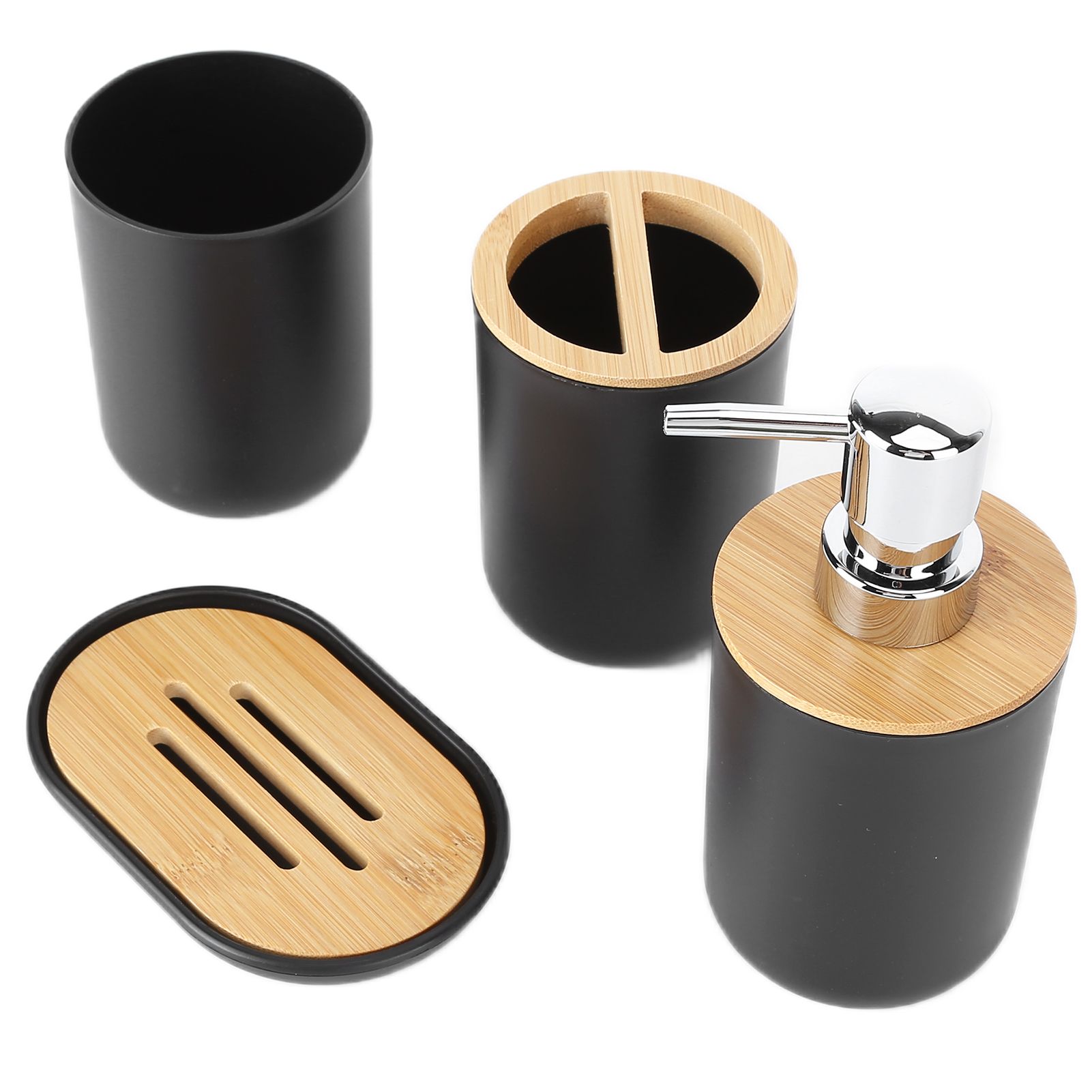 4Pcs Bathroom Accessory Set Bamboo Waterproof Durable Gift Toothbrush Cup for view 6