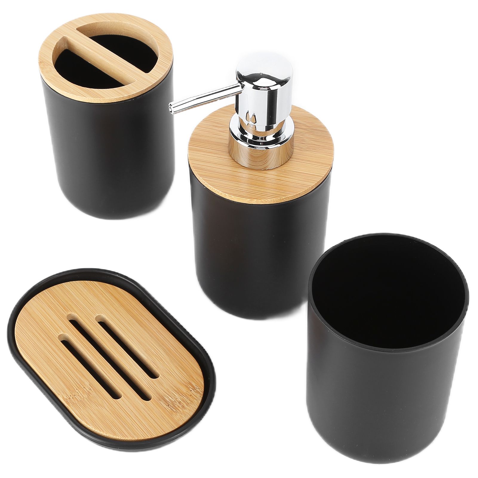 4Pcs Bathroom Accessory Set Bamboo Waterproof Durable Gift Toothbrush Cup for view 8