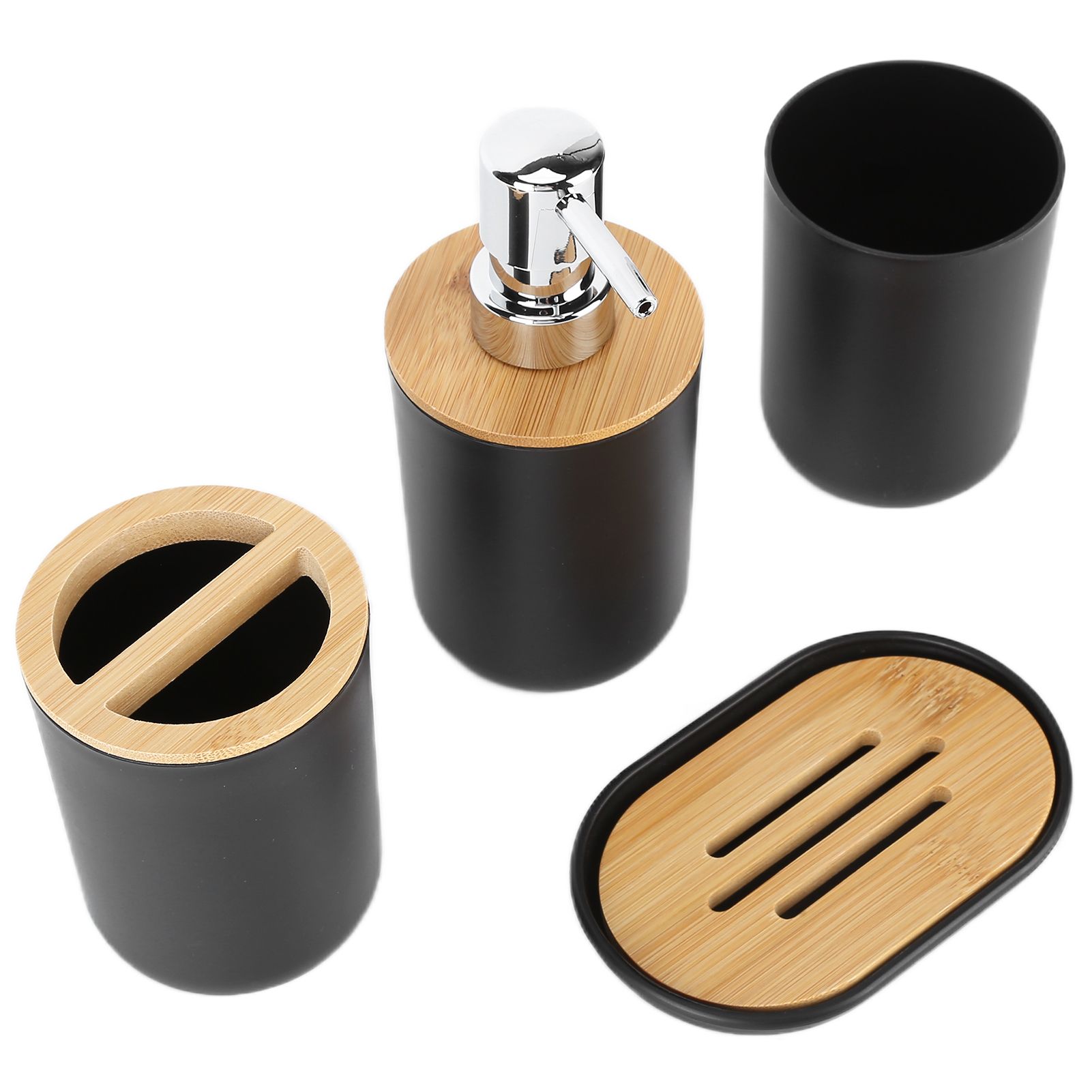 4Pcs Bathroom Accessory Set Bamboo Waterproof Durable Gift Toothbrush Cup for view 9