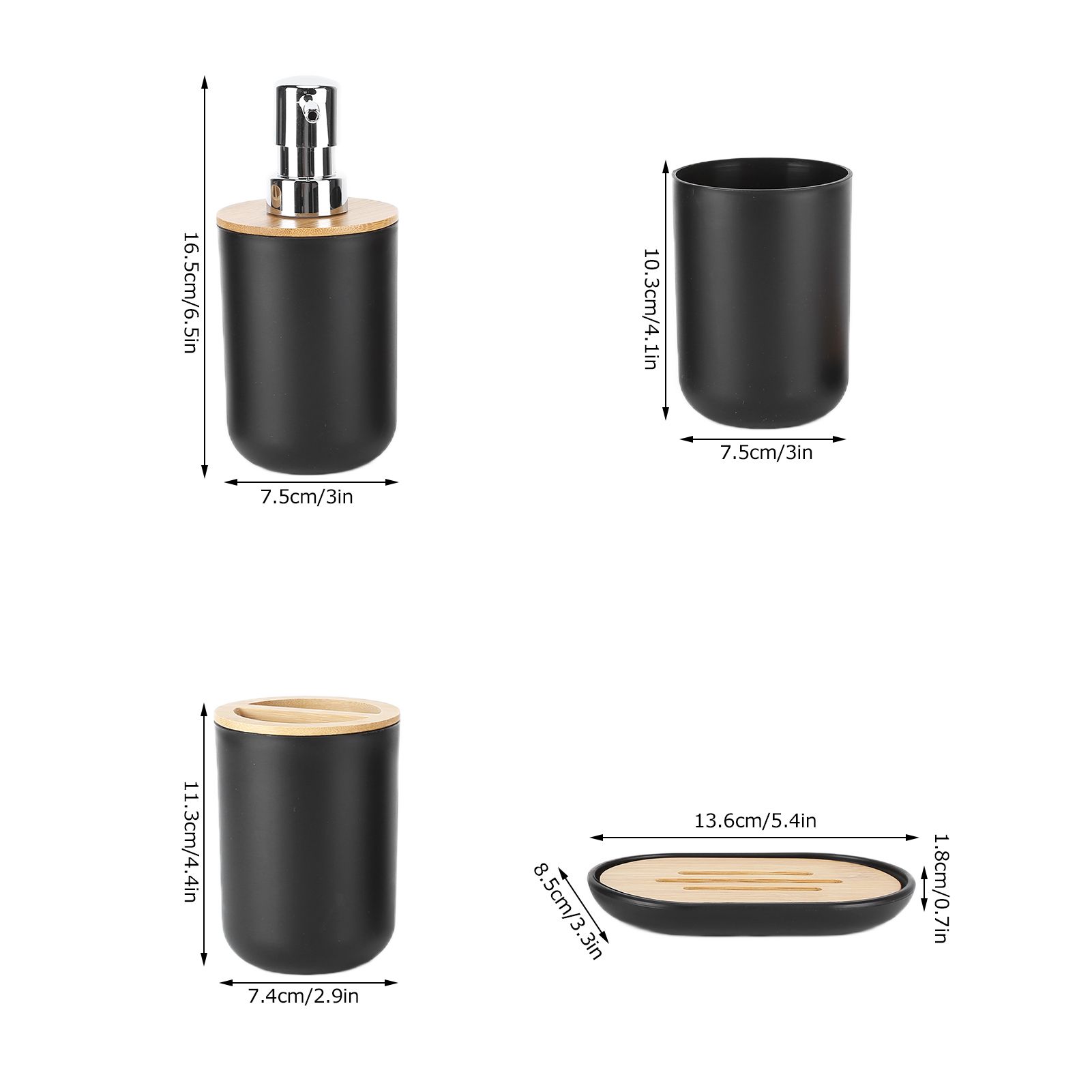 4Pcs Bathroom Accessory Set Bamboo Waterproof Durable Gift Toothbrush Cup for view 15