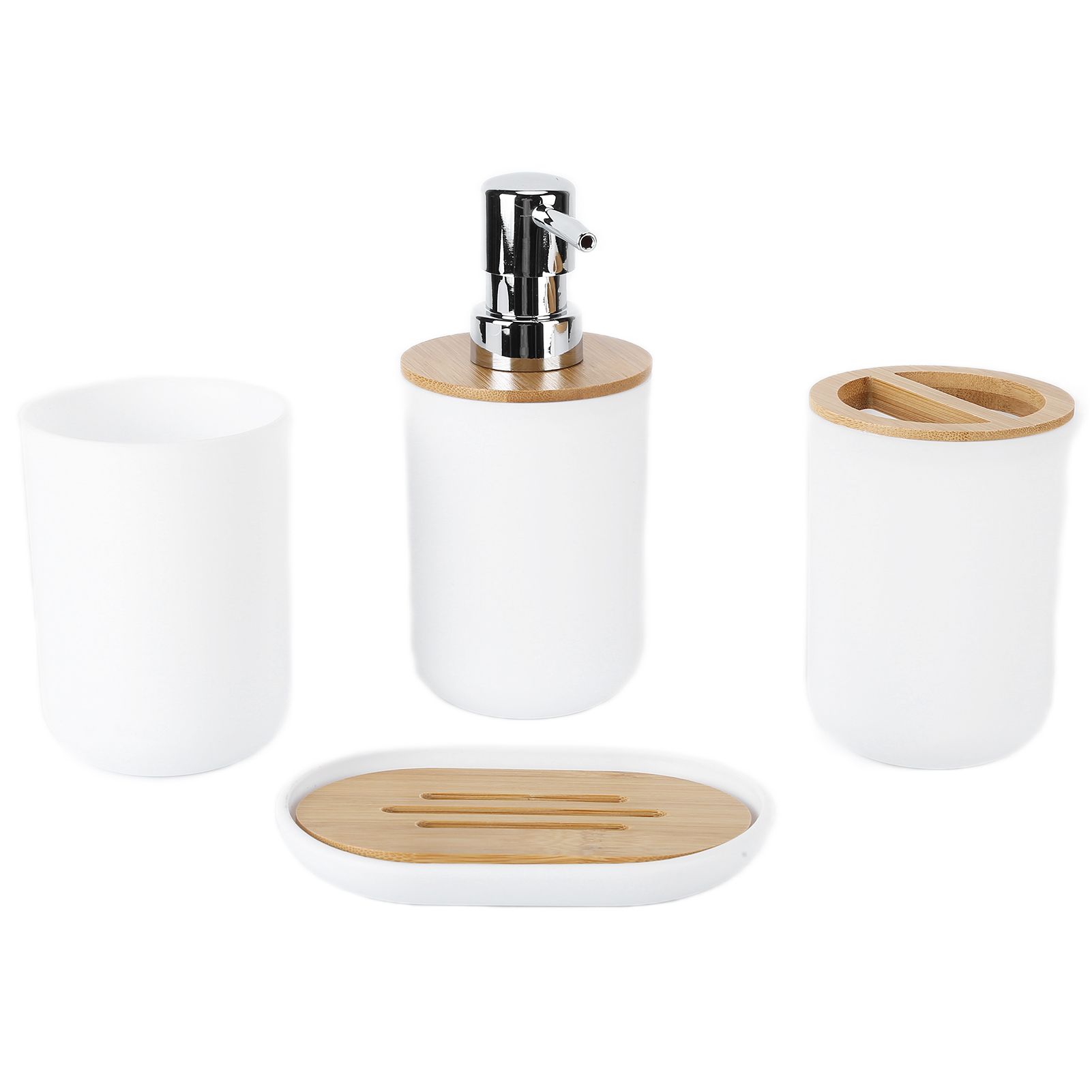 4Pcs Bathroom Accessory Set Bamboo Waterproof Durable Gift Toothbrush Cup for