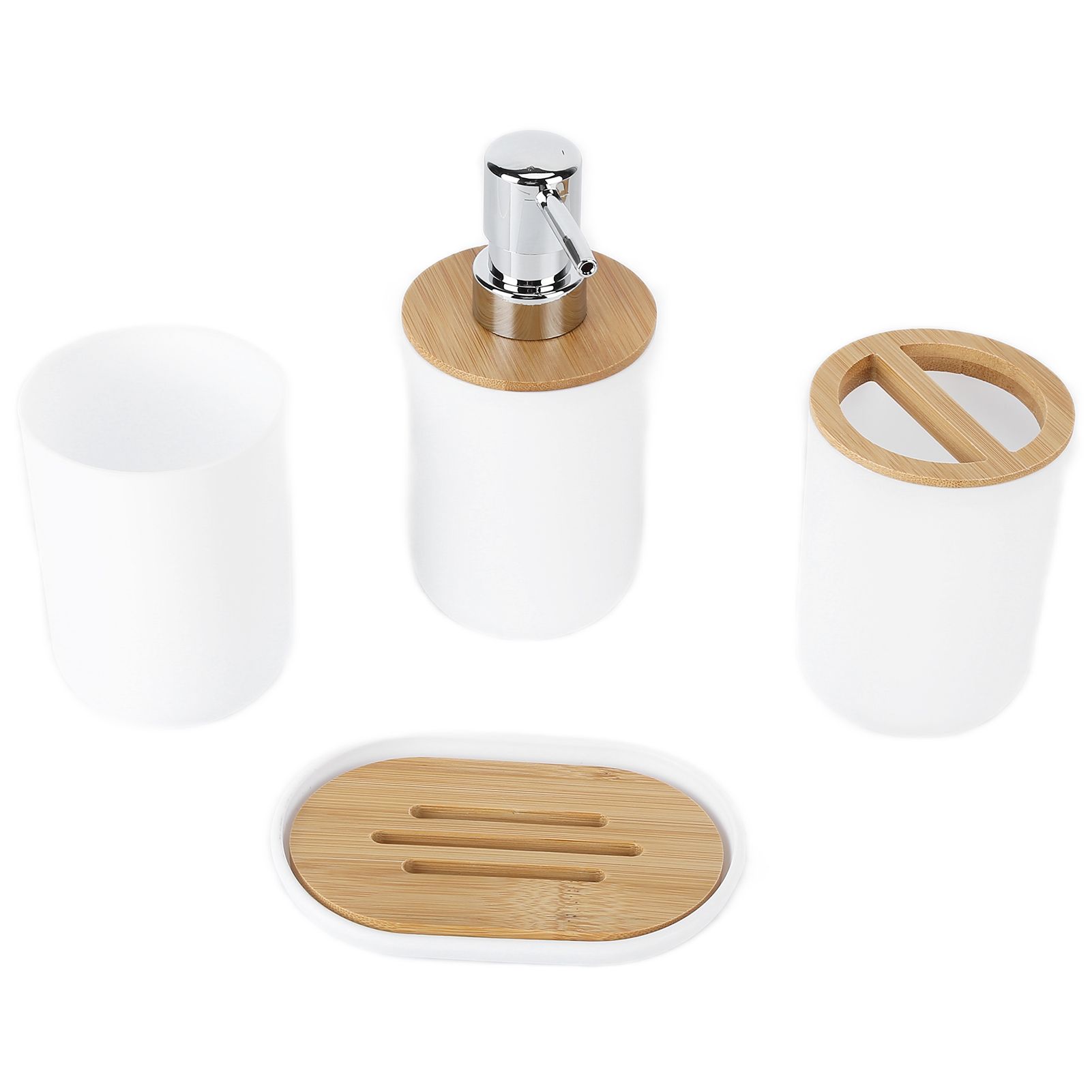 4Pcs Bathroom Accessory Set Bamboo Waterproof Durable Gift Toothbrush Cup for view 2