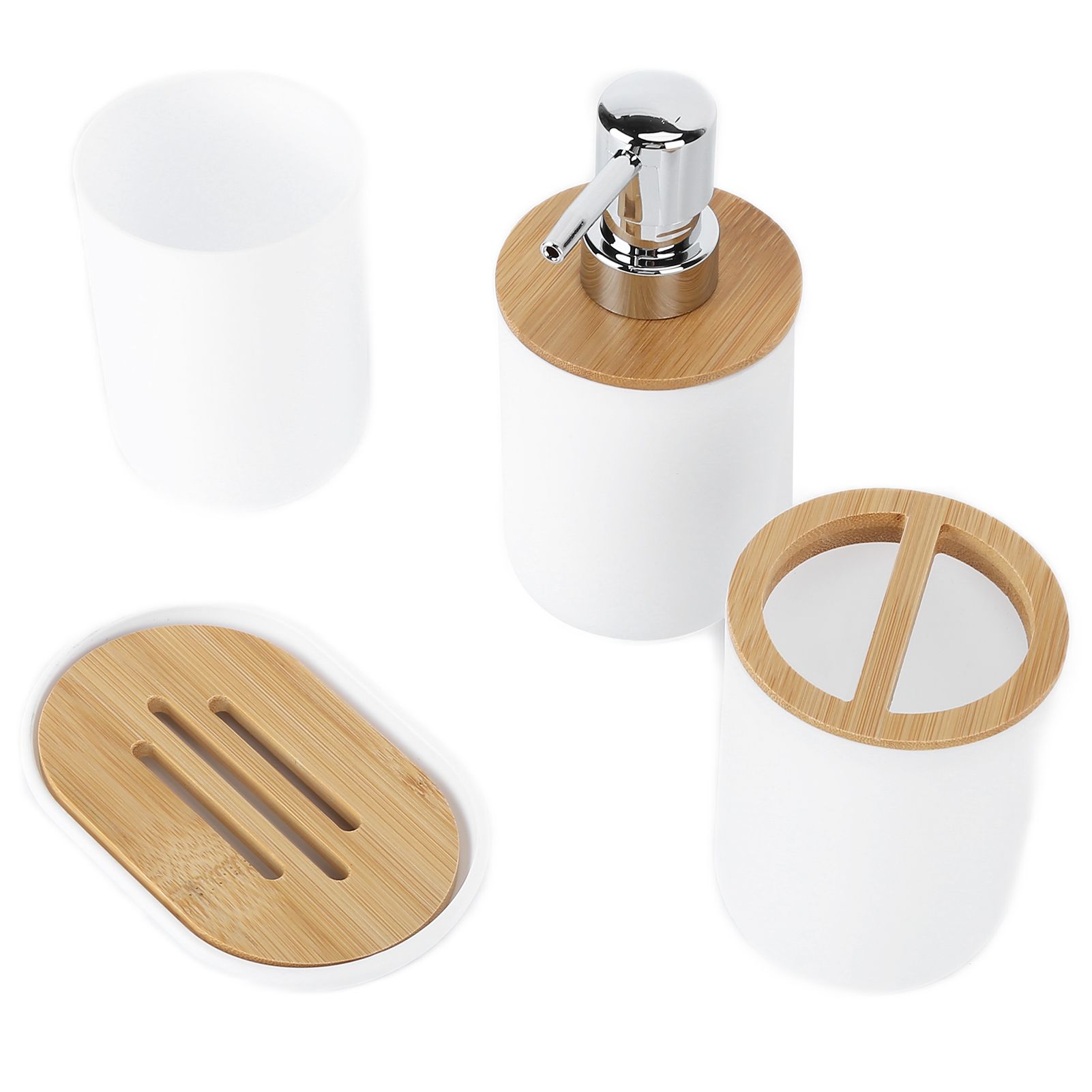 4Pcs Bathroom Accessory Set Bamboo Waterproof Durable Gift Toothbrush Cup for view 3