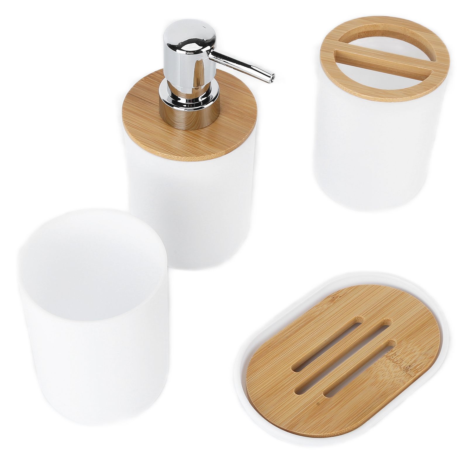 4Pcs Bathroom Accessory Set Bamboo Waterproof Durable Gift Toothbrush Cup for view 4