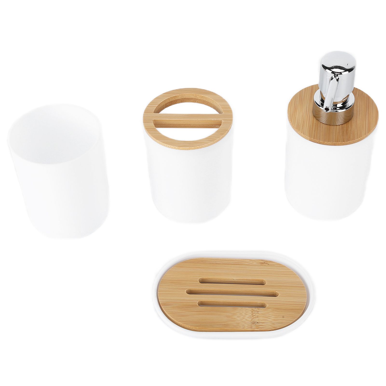 4Pcs Bathroom Accessory Set Bamboo Waterproof Durable Gift Toothbrush Cup for view 5