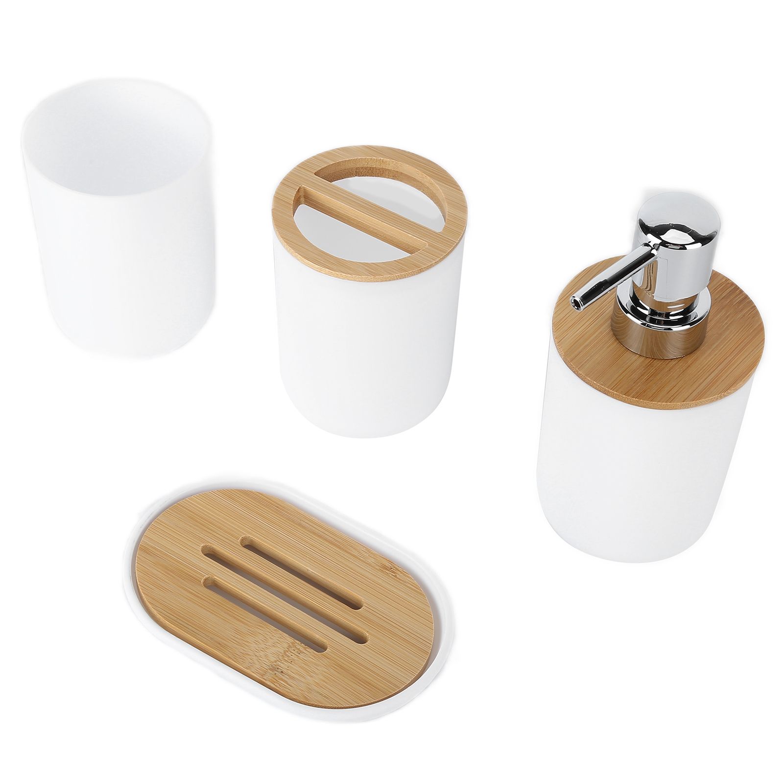 4Pcs Bathroom Accessory Set Bamboo Waterproof Durable Gift Toothbrush Cup for view 6