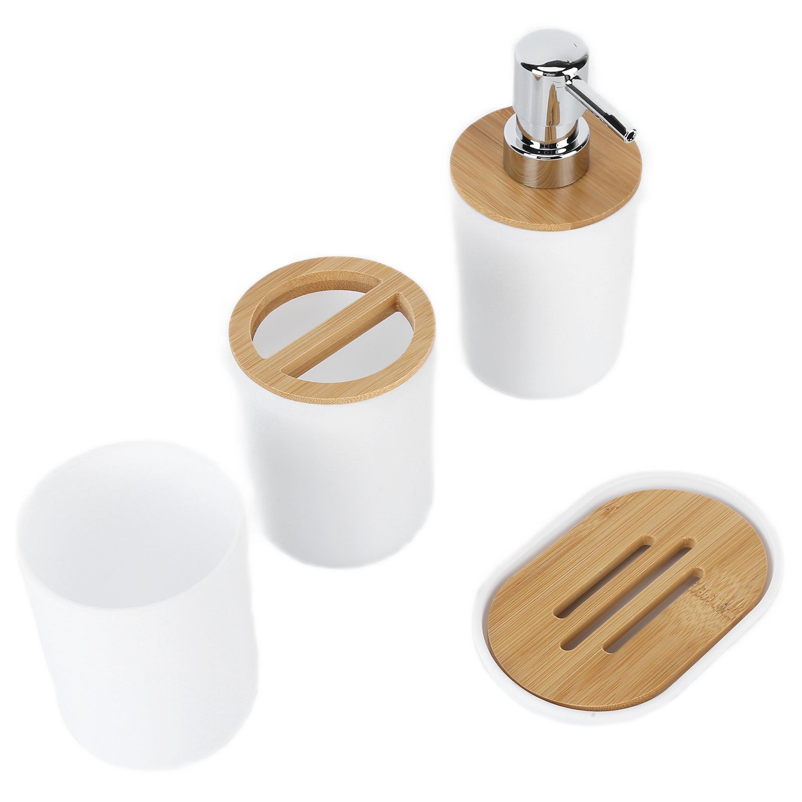 4Pcs Bathroom Accessory Set Bamboo Waterproof Durable Gift Toothbrush Cup for view 7
