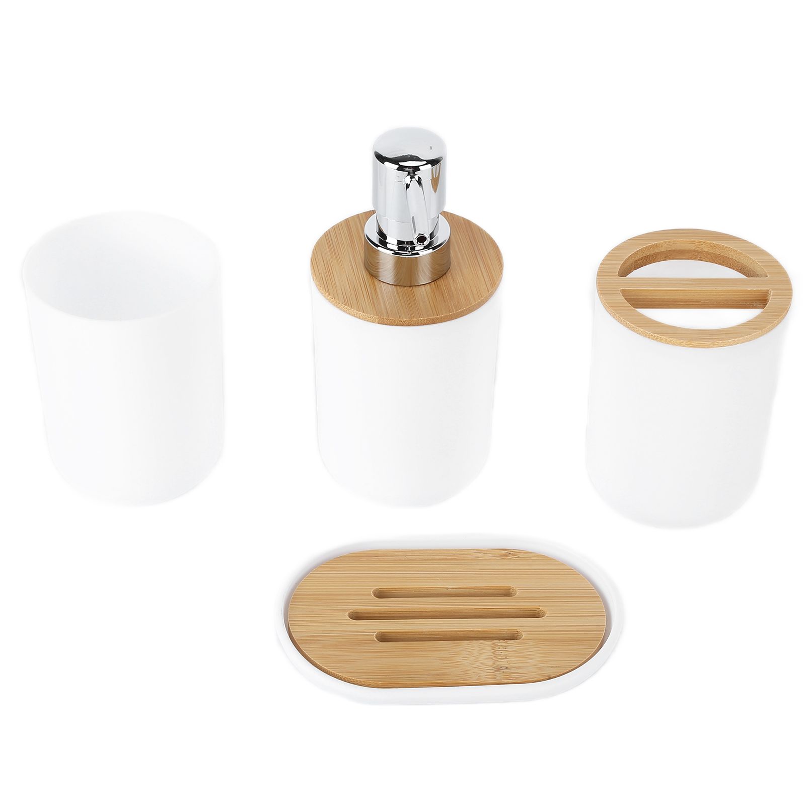 4Pcs Bathroom Accessory Set Bamboo Waterproof Durable Gift Toothbrush Cup for view 8