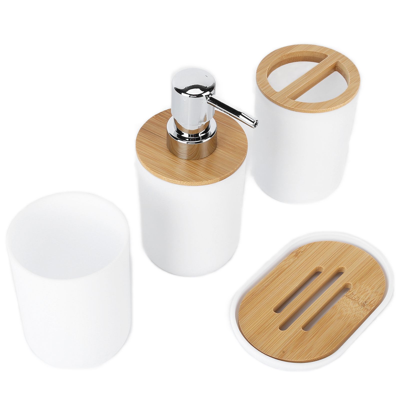 4Pcs Bathroom Accessory Set Bamboo Waterproof Durable Gift Toothbrush Cup for view 9