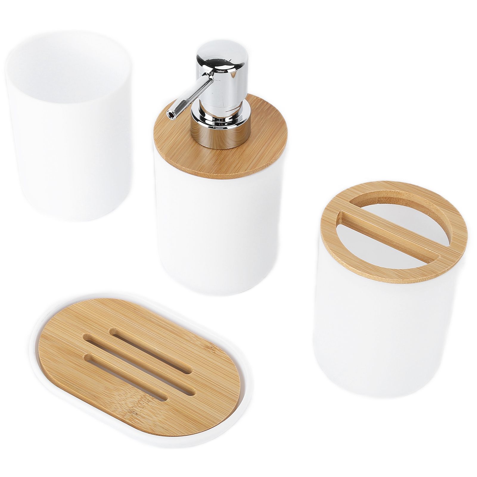 4Pcs Bathroom Accessory Set Bamboo Waterproof Durable Gift Toothbrush Cup for view 10
