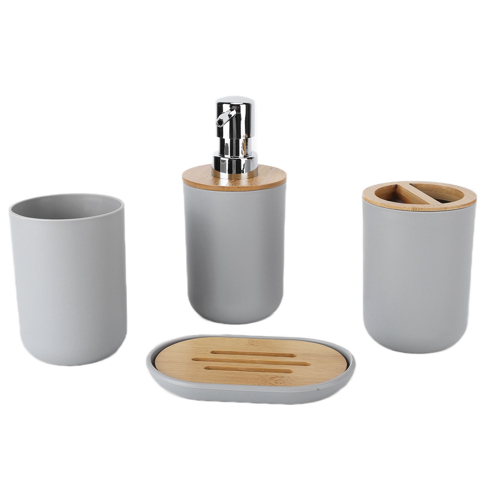 4Pcs Bathroom Accessory Set Bamboo Waterproof Durable Gift Toothbrush Cup for