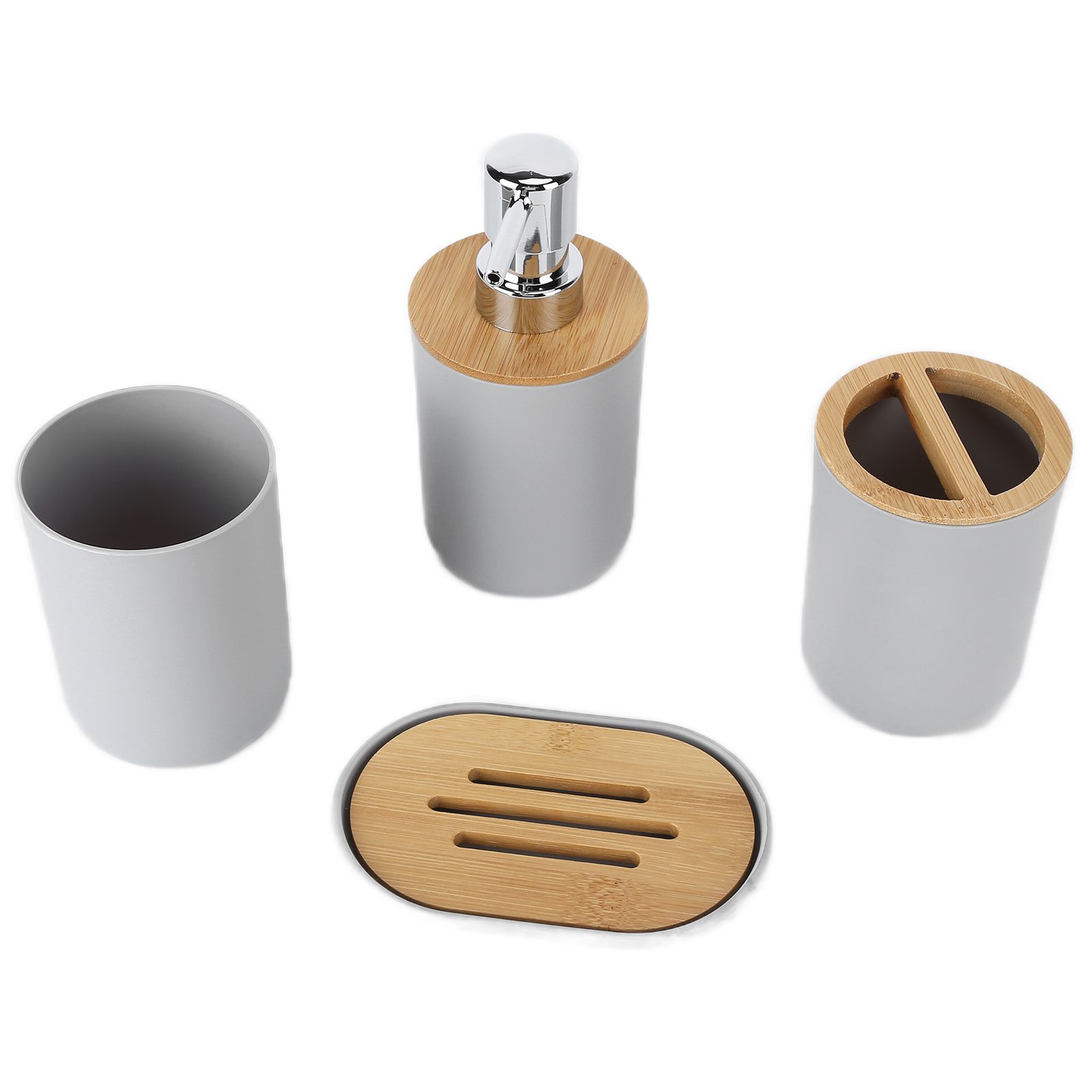 4Pcs Bathroom Accessory Set Bamboo Waterproof Durable Gift Toothbrush Cup for view 2