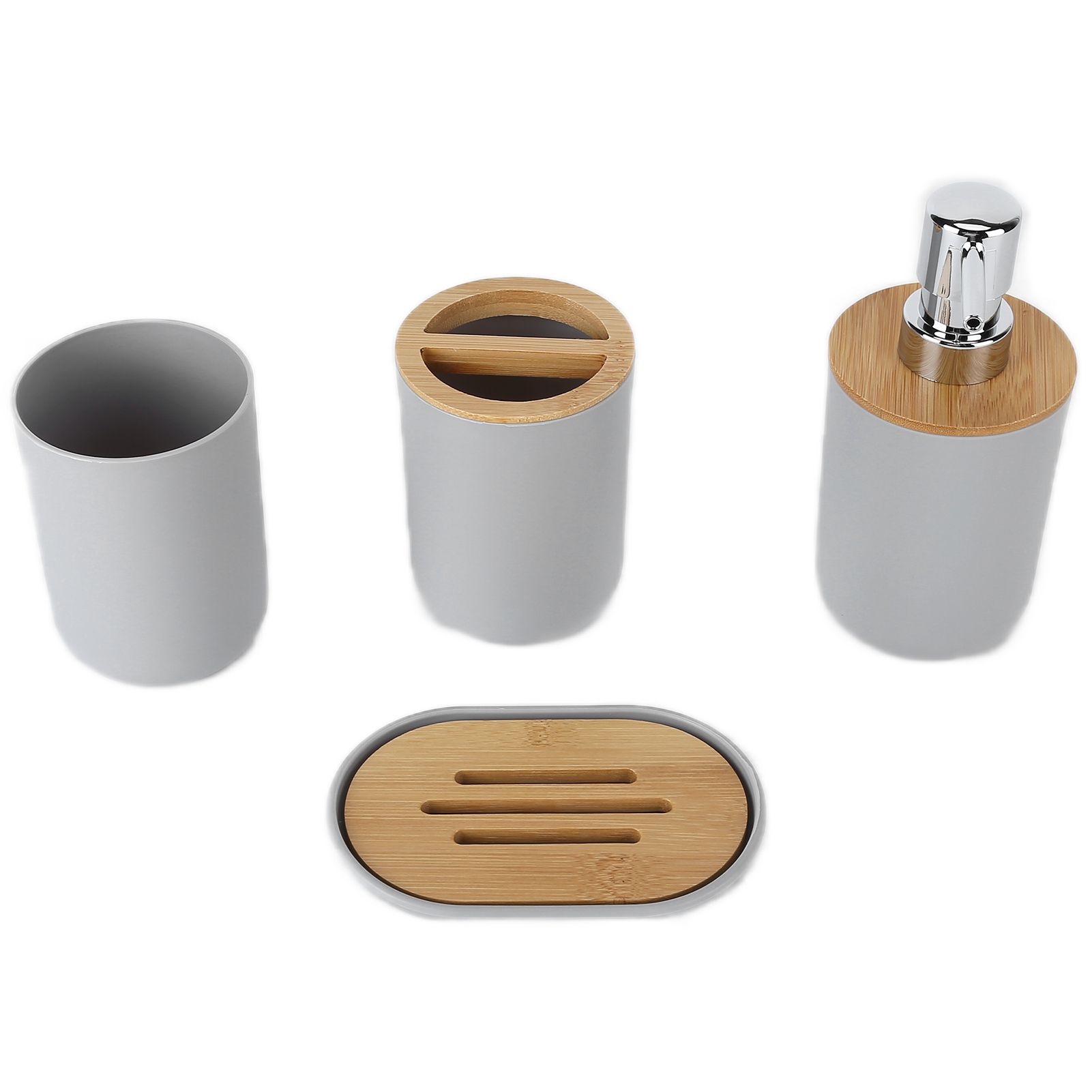 4Pcs Bathroom Accessory Set Bamboo Waterproof Durable Gift Toothbrush Cup for view 3